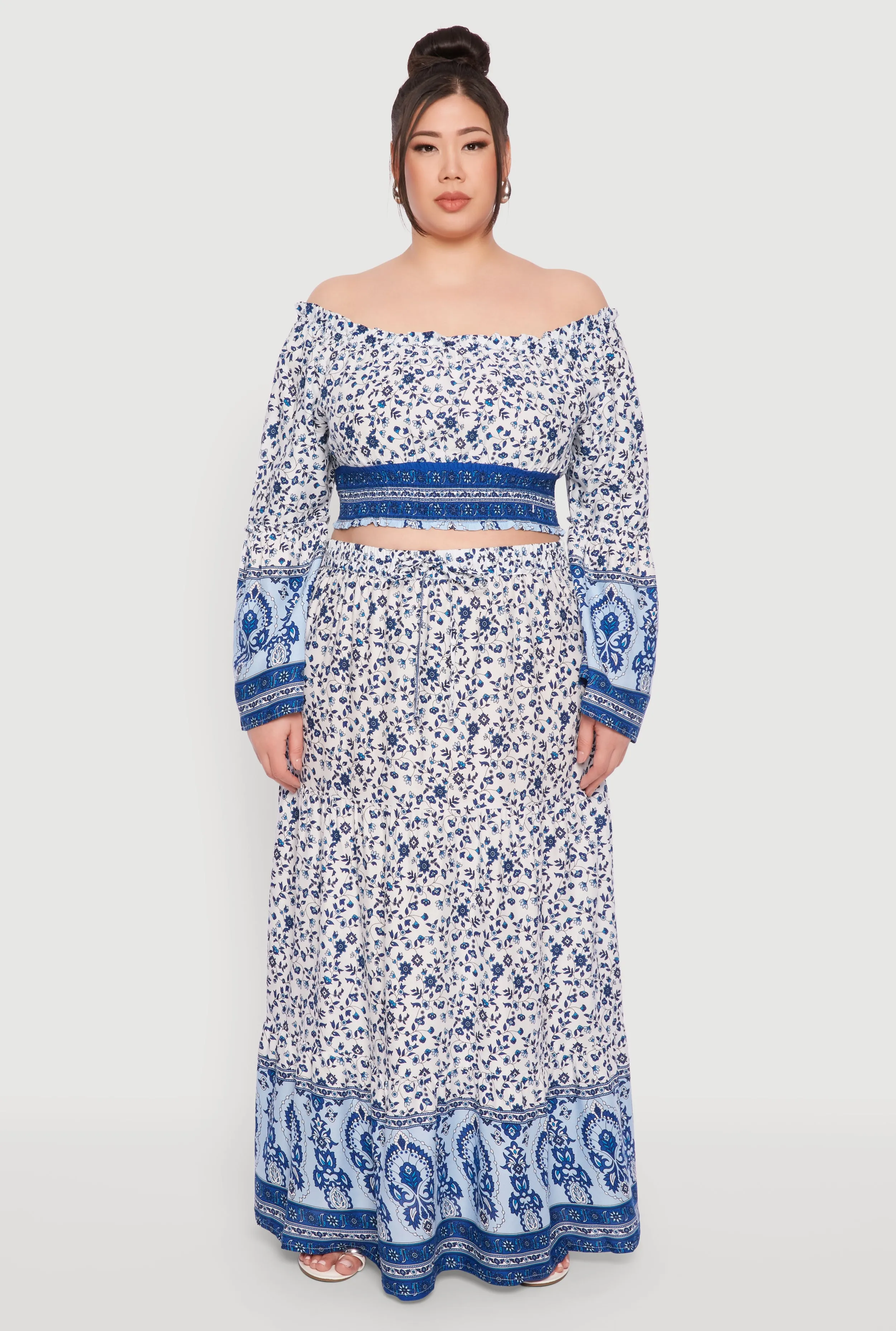 Plus Size Off The Shoulder Smocked Peasant Top sold by Rainbow product image thumbnail 2