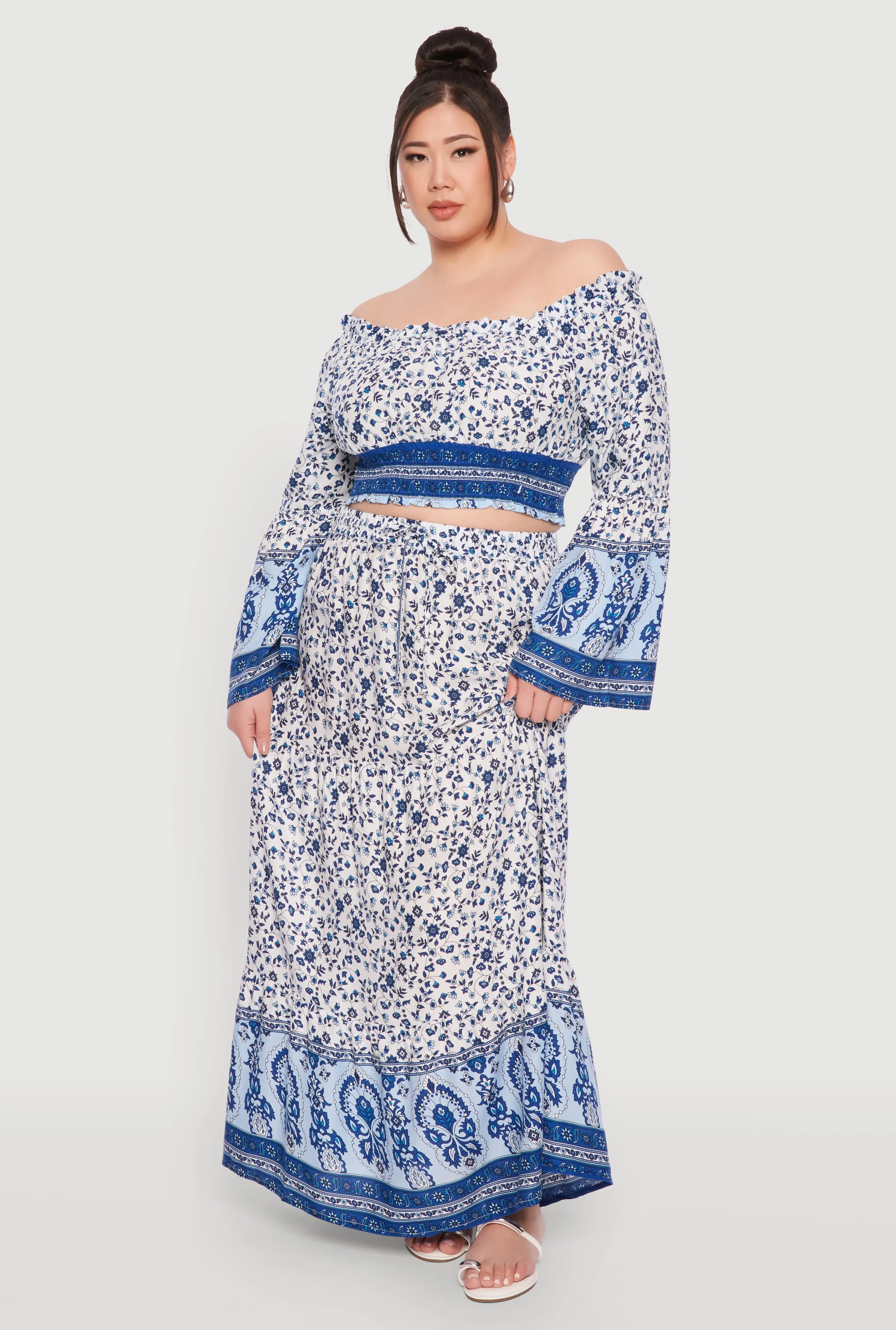 Plus Size Off The Shoulder Smocked Peasant Top sold by Rainbow product image thumbnail 3