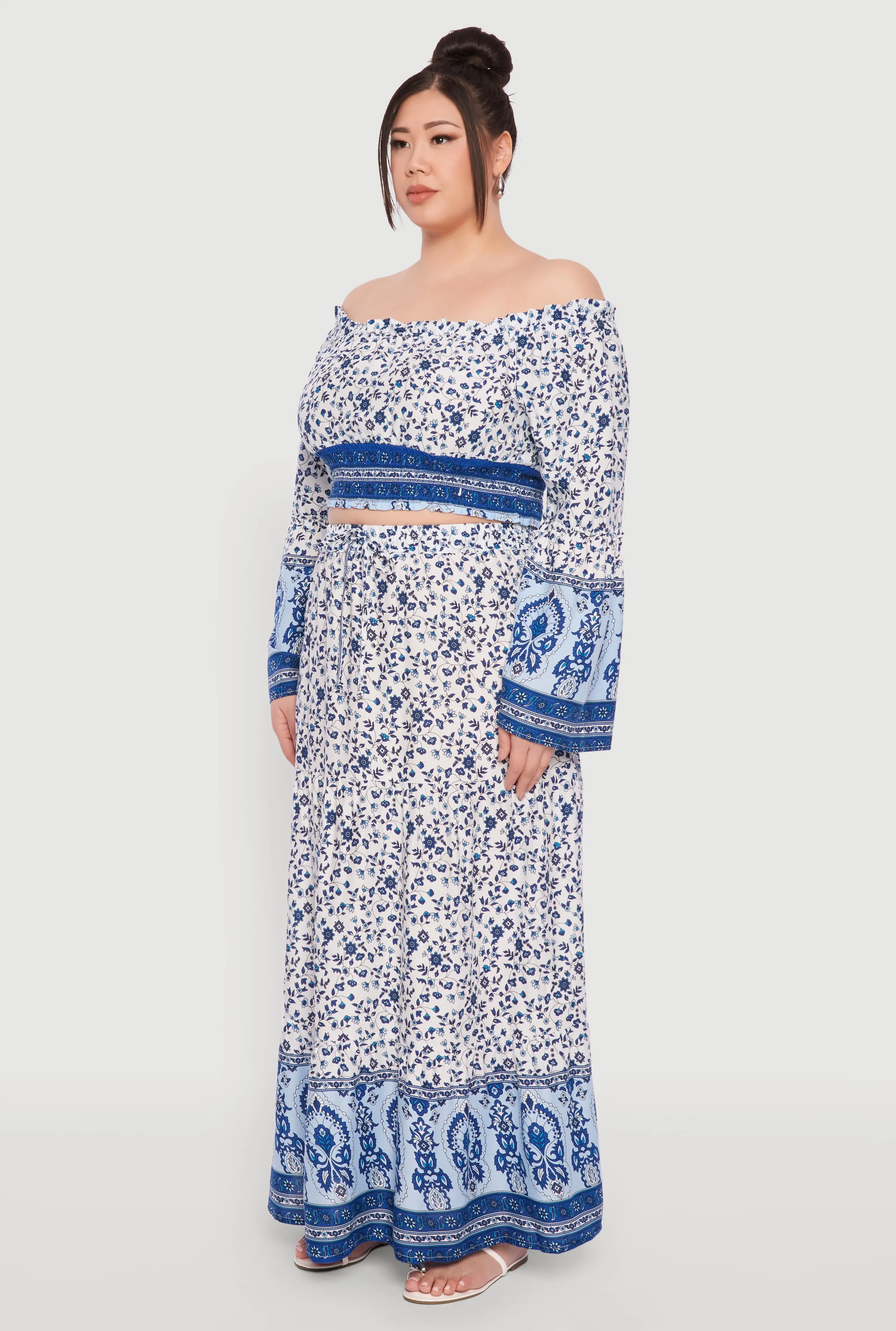 Plus Size Off The Shoulder Smocked Peasant Top sold by Rainbow product image thumbnail 5