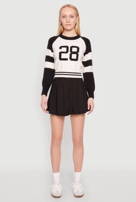 Daisy 28 Varsity Stripe Graphic Sweater sold by Rainbow
