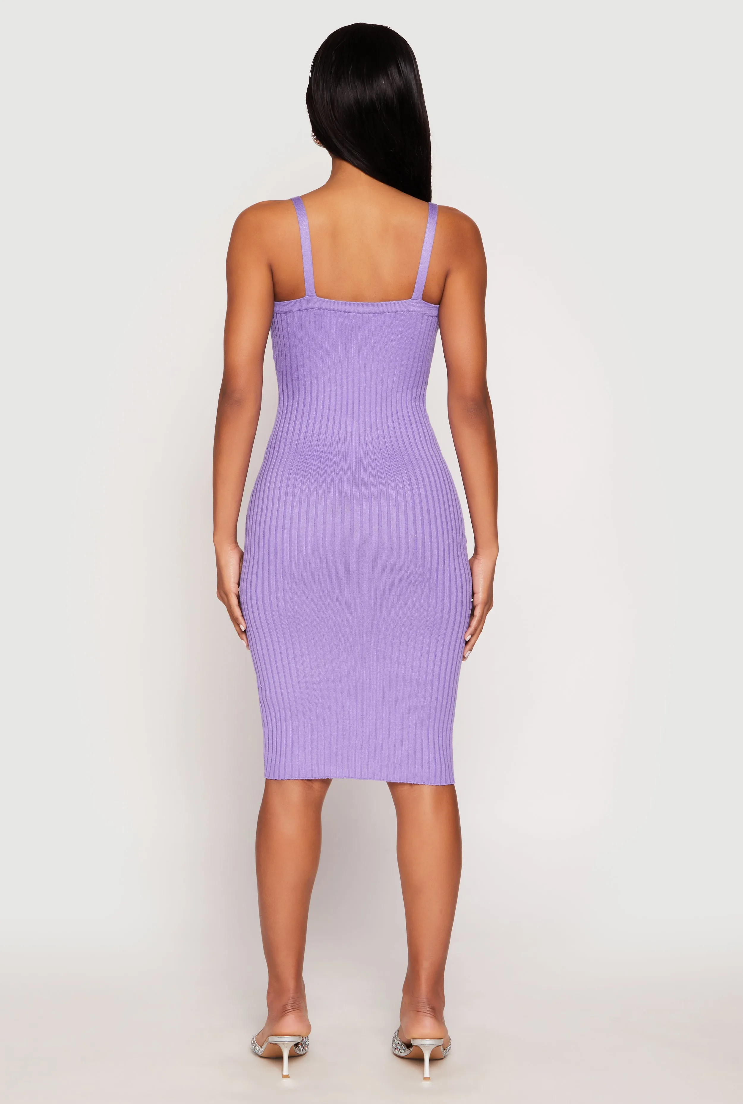 Ribbed Knit V Neck Midi Dress sold by Rainbow product image thumbnail 5