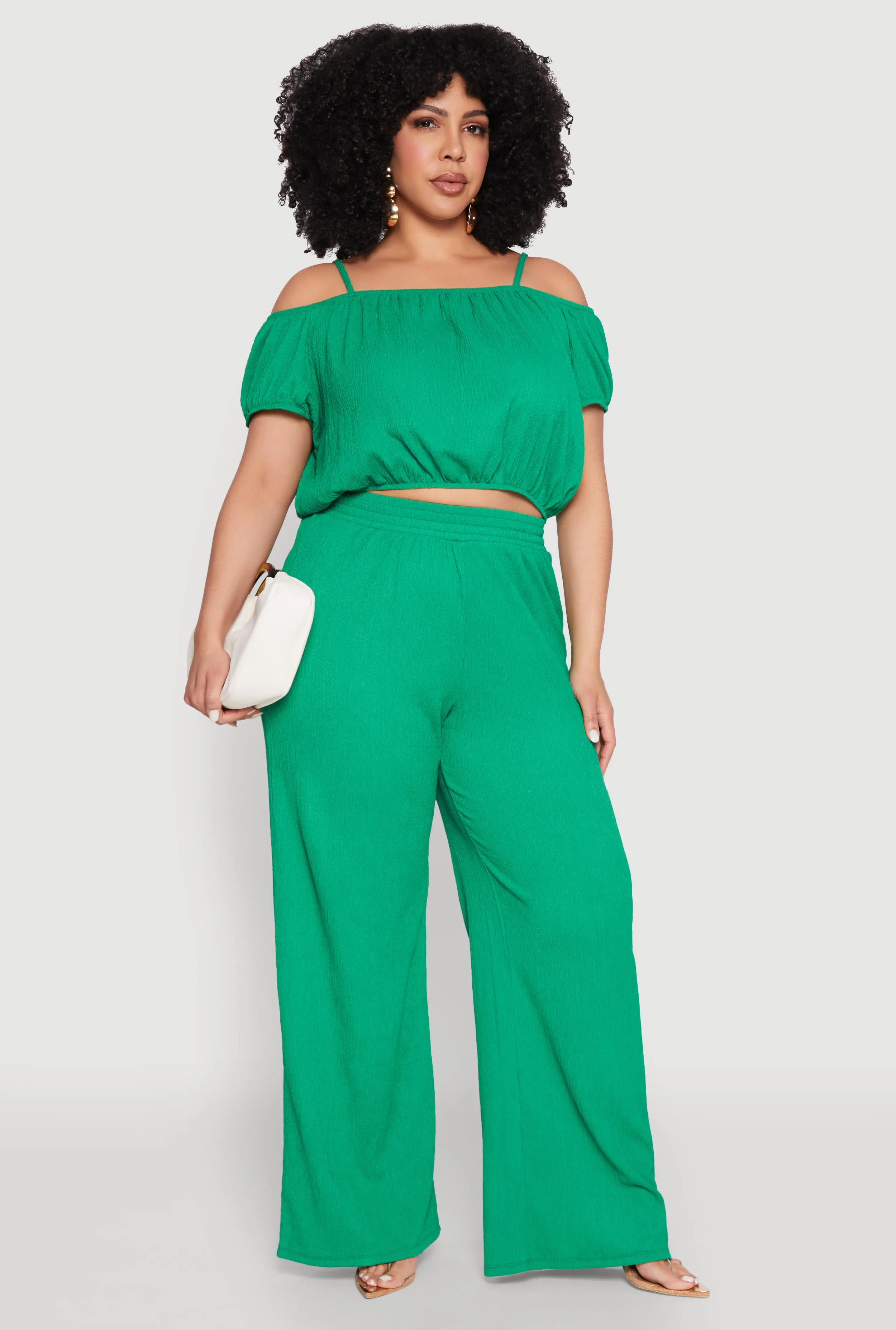 Plus Size Almost Famous Textured Knit Cold Shoulder Crop Top sold by Rainbow product image thumbnail 3