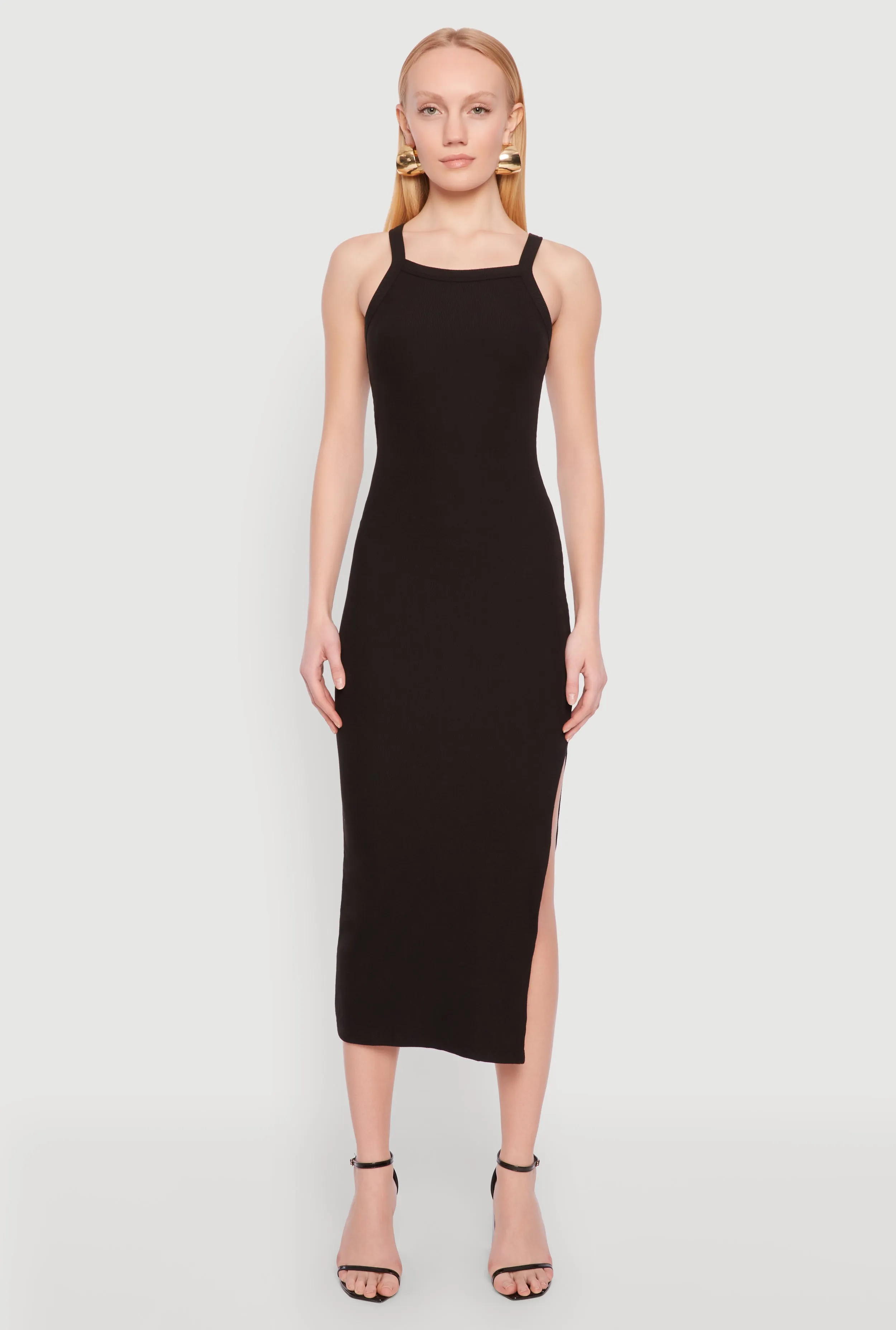 Iris Ribbed Knit Side Slit Dress sold by Rainbow