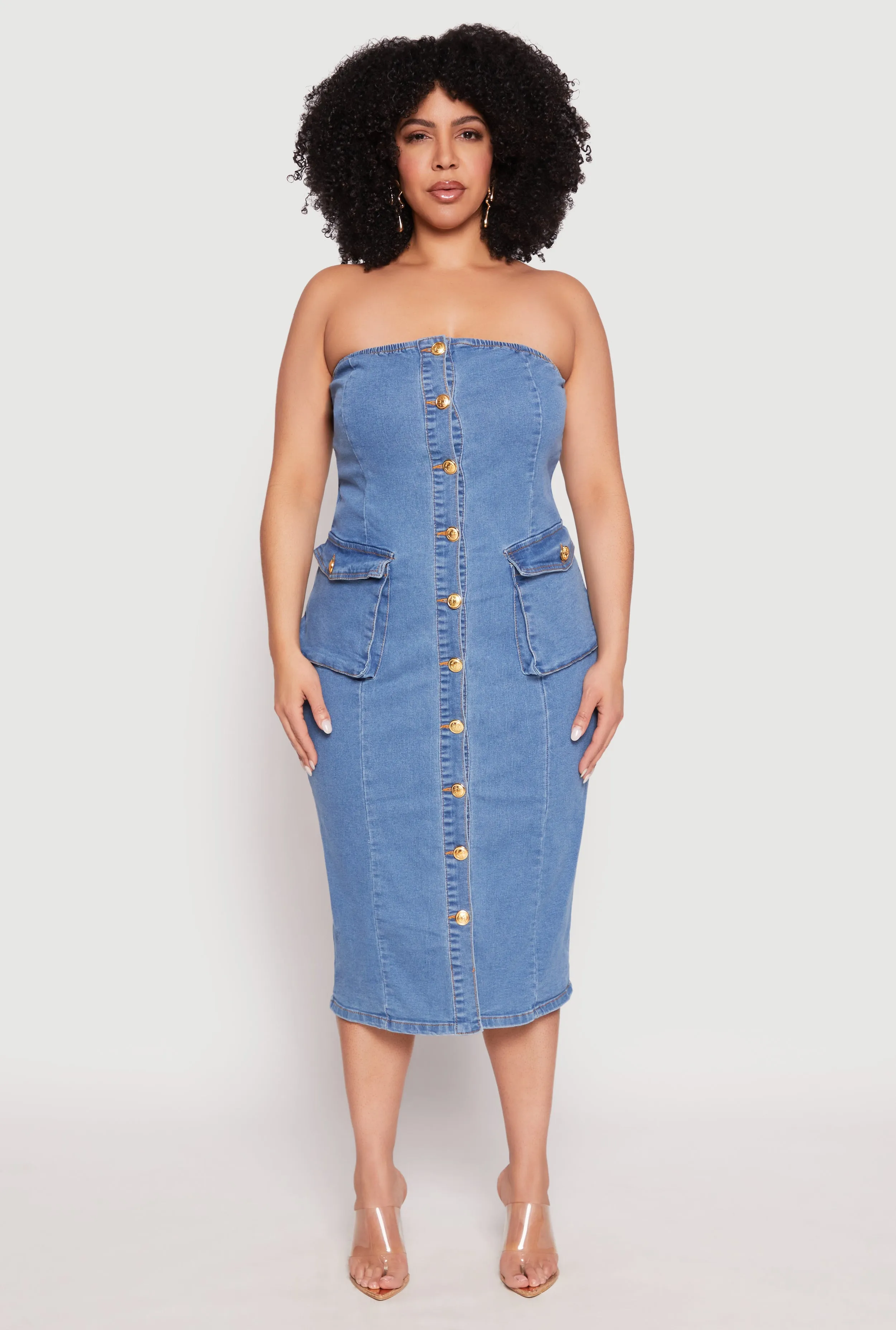 Plus Size Daisy Denim Tube Dress sold by Rainbow