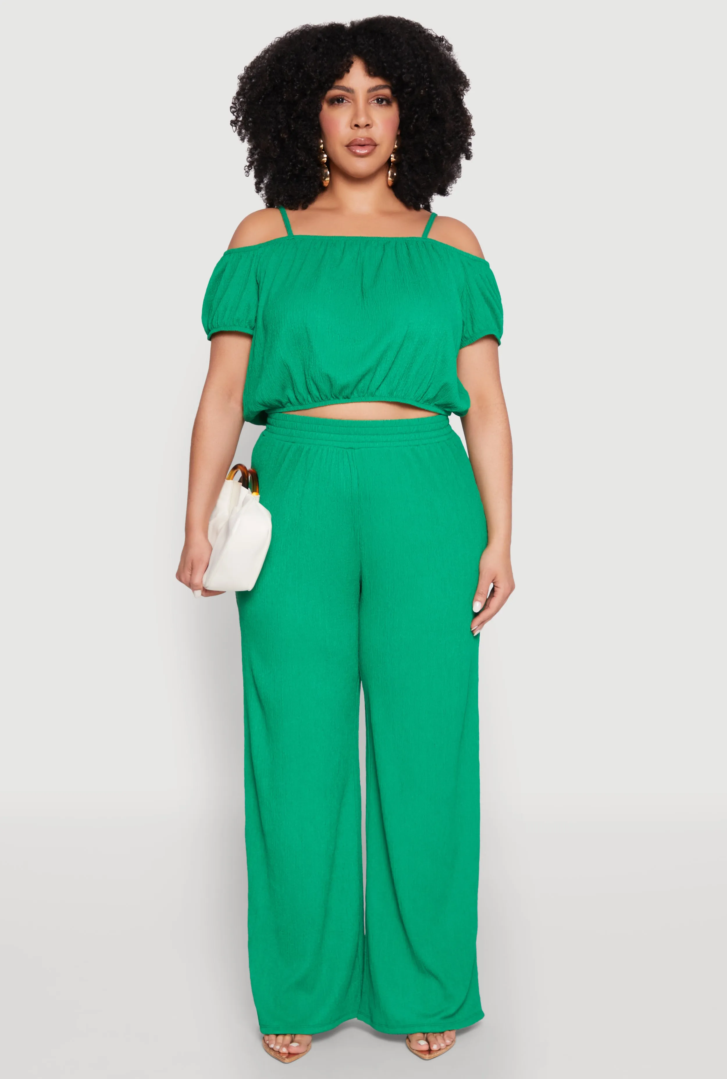 Plus Size Almost Famous Textured Knit Wide Leg Pants sold by Rainbow