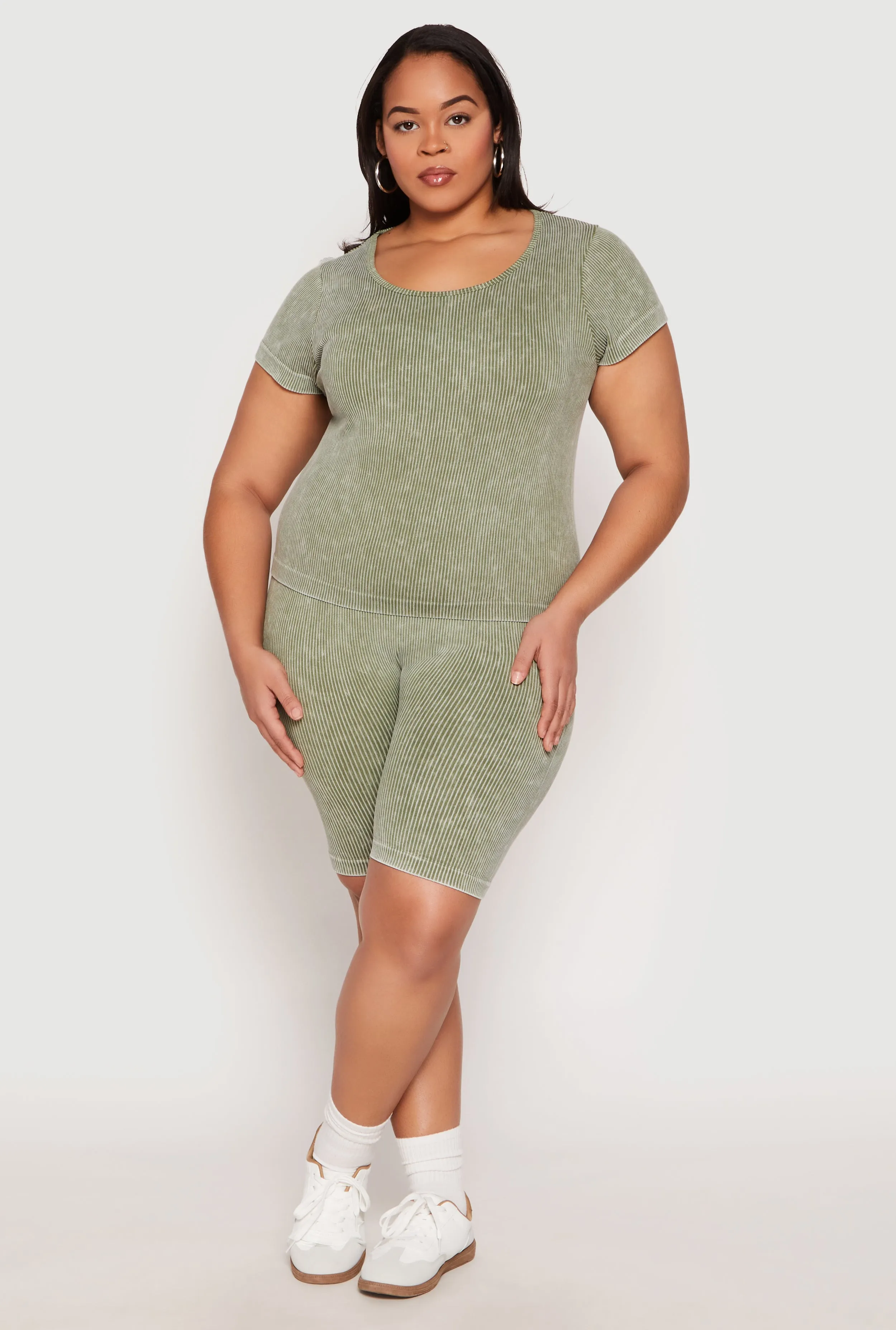 Plus Size Seamless Mineral Wash Biker Shorts sold by Rainbow product image thumbnail 2