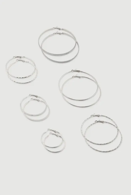 Assorted Textured Hoop Earrings Set of 6 sold by Rainbow