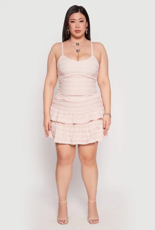 Plus Size Almost Famous Tiered Mini Skirt sold by Rainbow