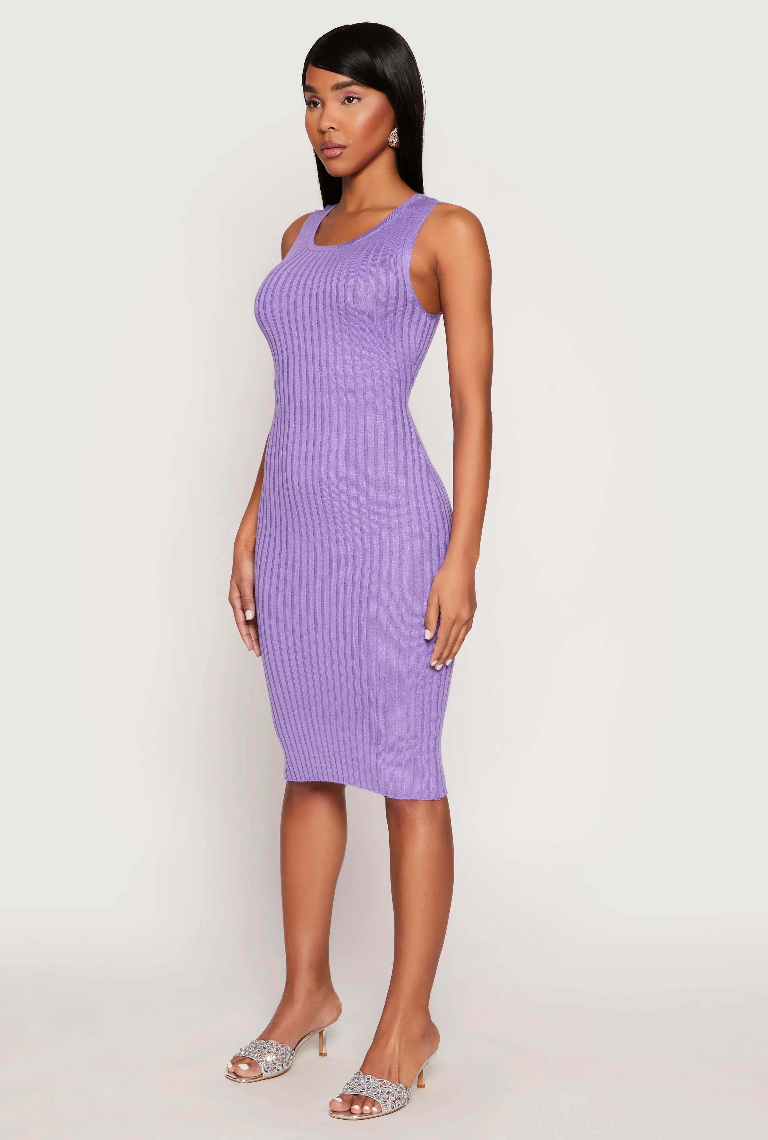 Ribbed Knit Scoop Neck Midi Dress sold by Rainbow product image thumbnail 3
