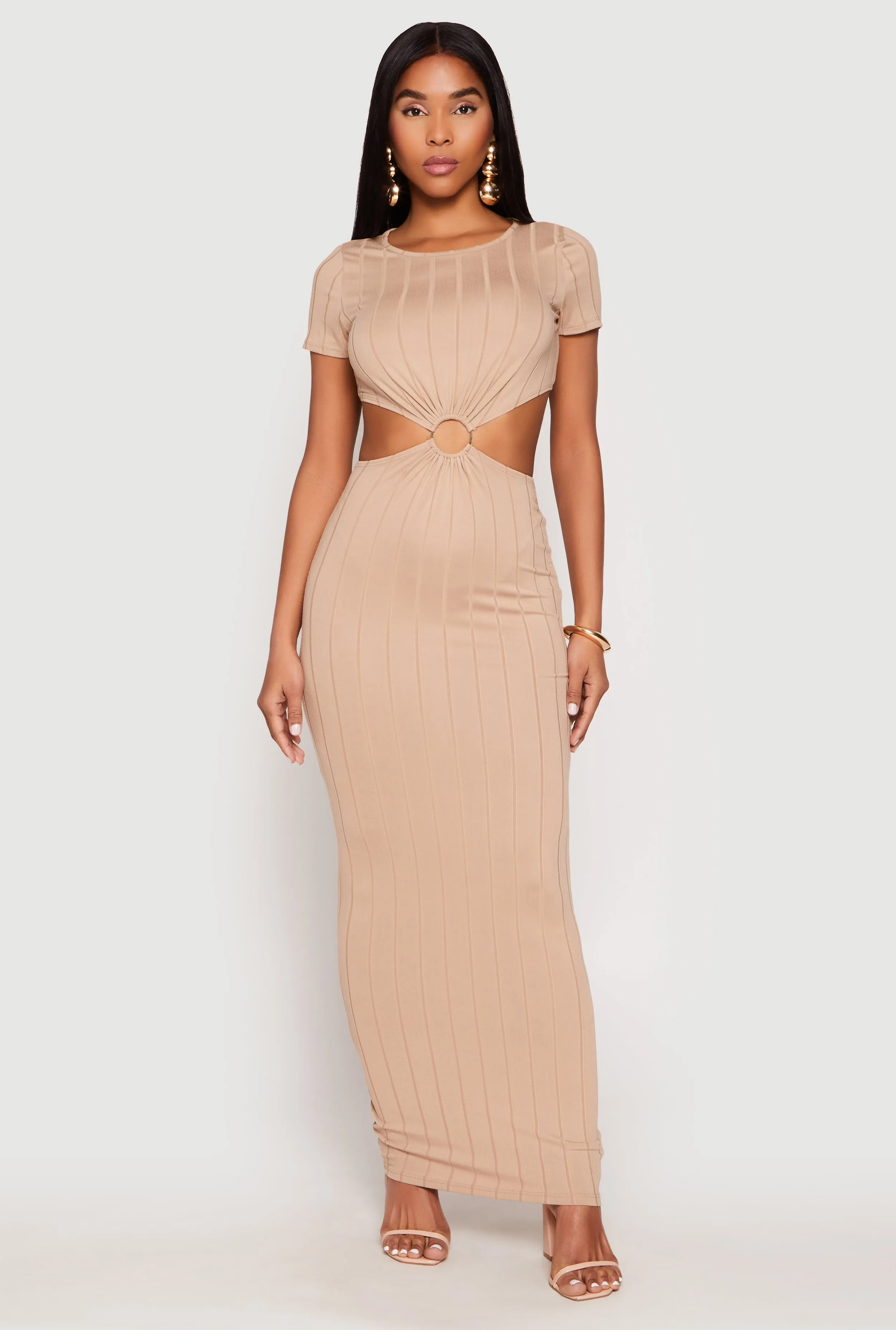 Ribbed Knit O Ring Cut Out Maxi Dress sold by Rainbow product image thumbnail 2