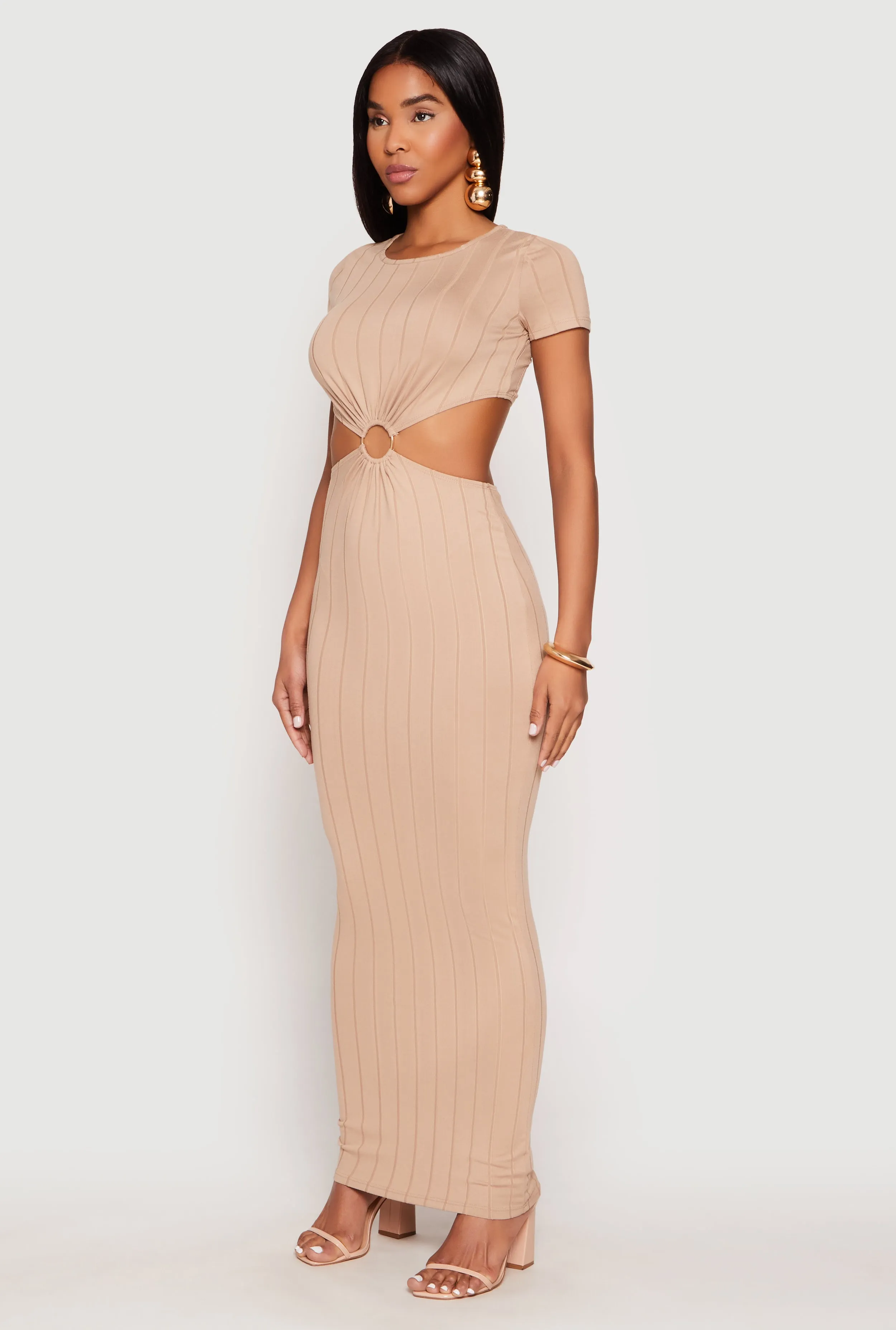 Ribbed Knit O Ring Cut Out Maxi Dress sold by Rainbow product image thumbnail 3