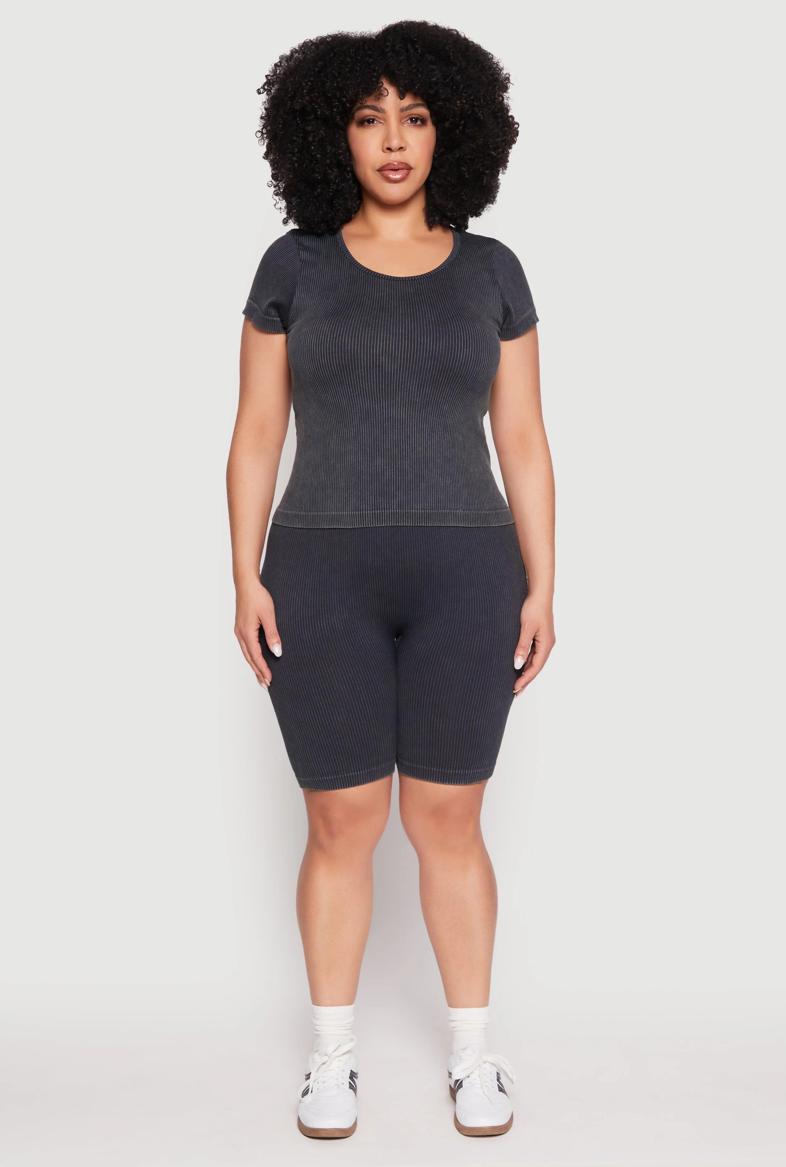 Plus Size Seamless Mineral Wash Biker Shorts sold by Rainbow