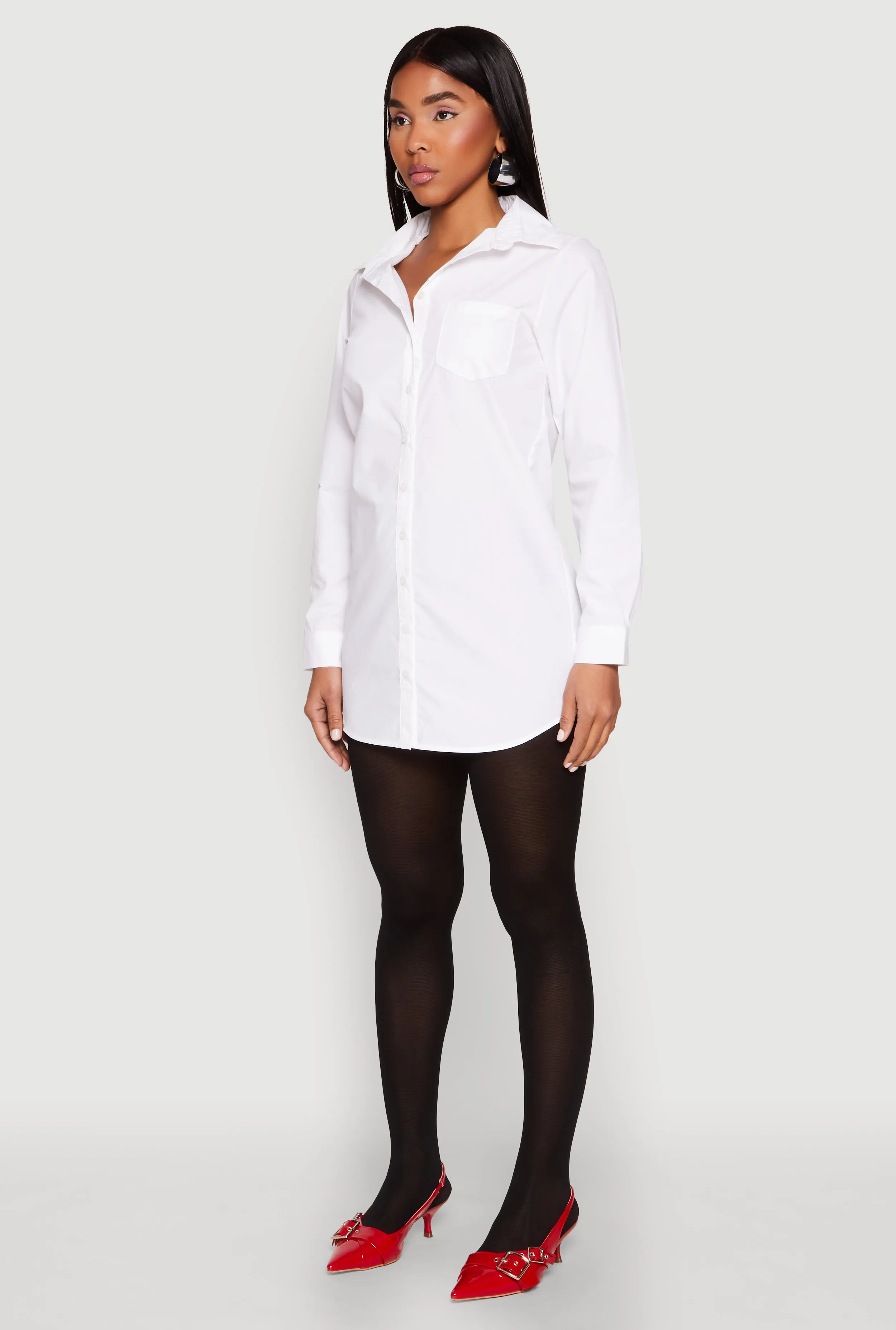 Poplin Button Front Shirt Dress sold by Rainbow product image thumbnail 3