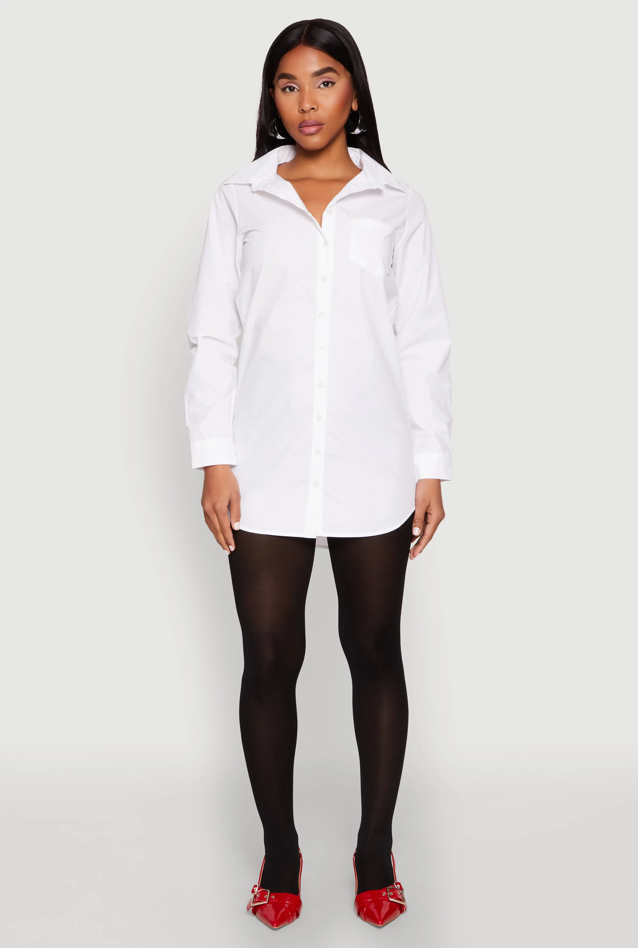 Poplin Button Front Shirt Dress sold by Rainbow product image thumbnail 2