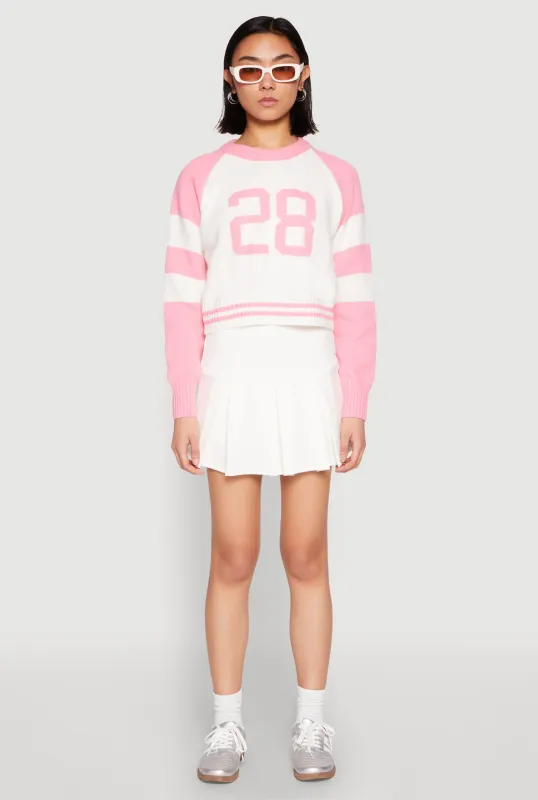 Daisy 28 Varsity Stripe Graphic Sweater sold by Rainbow