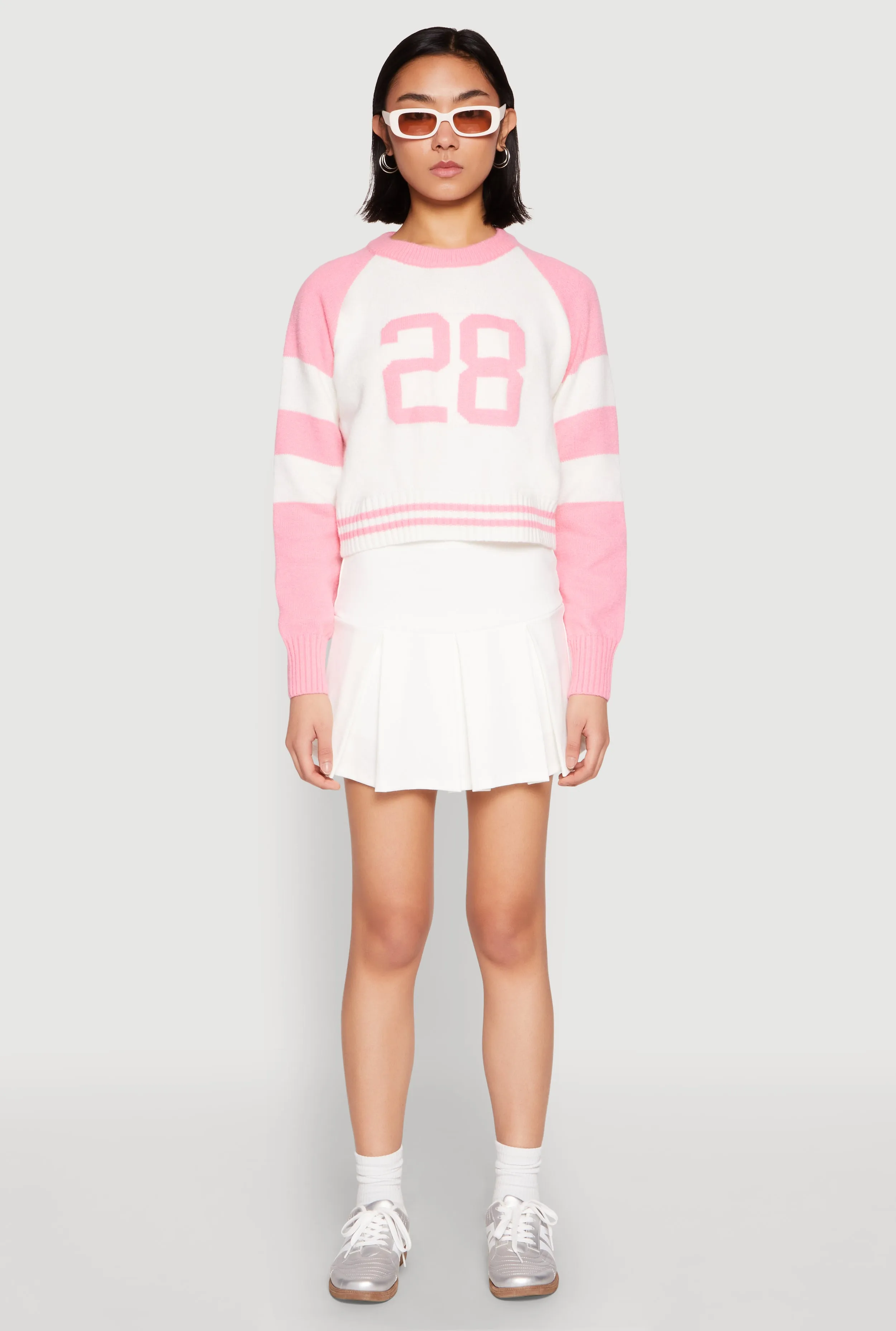 Daisy 28 Varsity Stripe Graphic Sweater sold by Rainbow