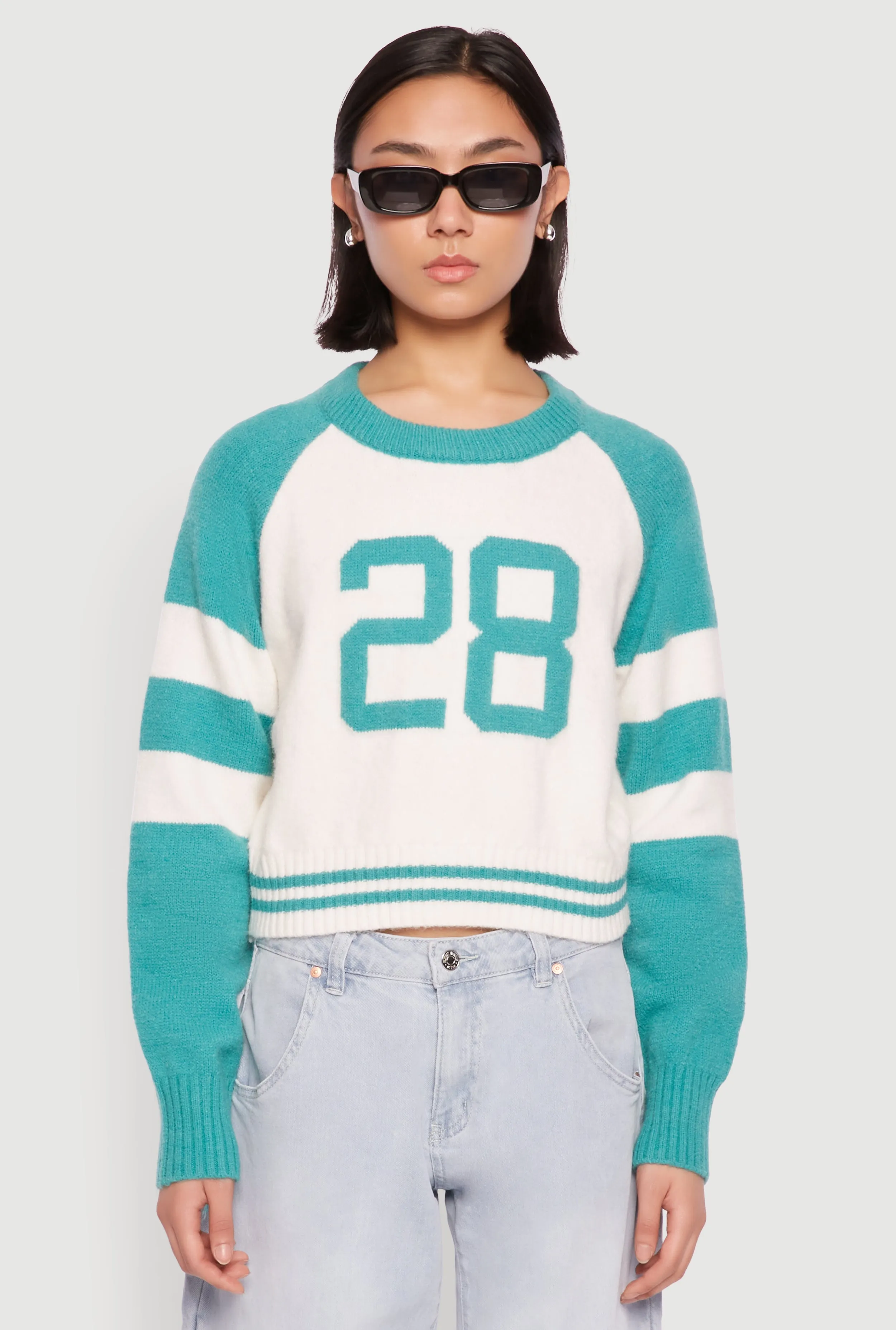 Daisy 28 Varsity Stripe Graphic Sweater sold by Rainbow product image thumbnail 2
