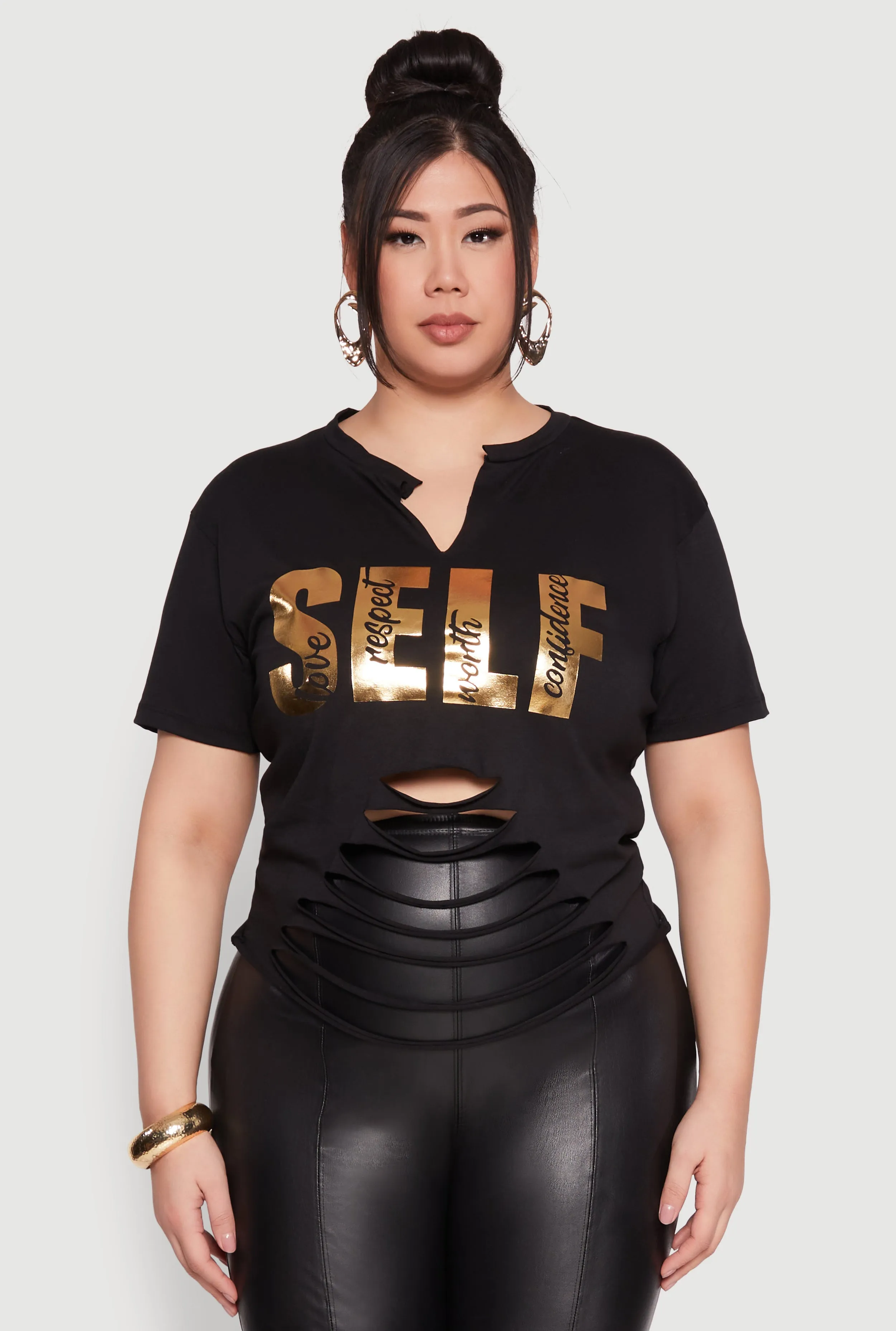 Plus Size Foil Screen Self Graphic Tee sold by Rainbow product image thumbnail 2