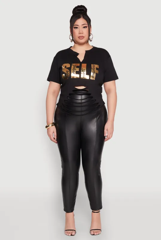 Plus Size Foil Screen Self Graphic Tee sold by Rainbow
