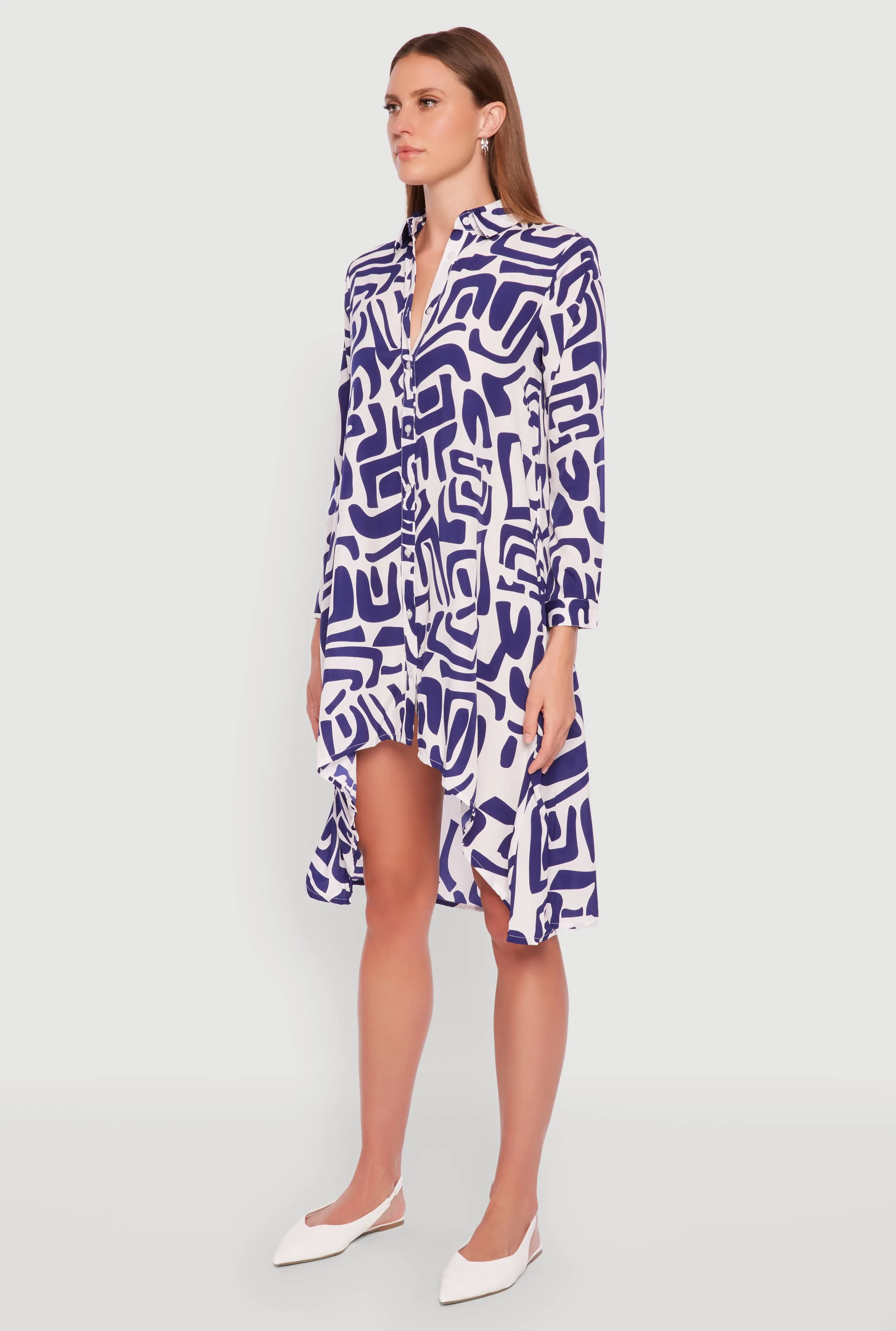 Abstract Patterned High Low Shirt Dress sold by Rainbow product image thumbnail 3