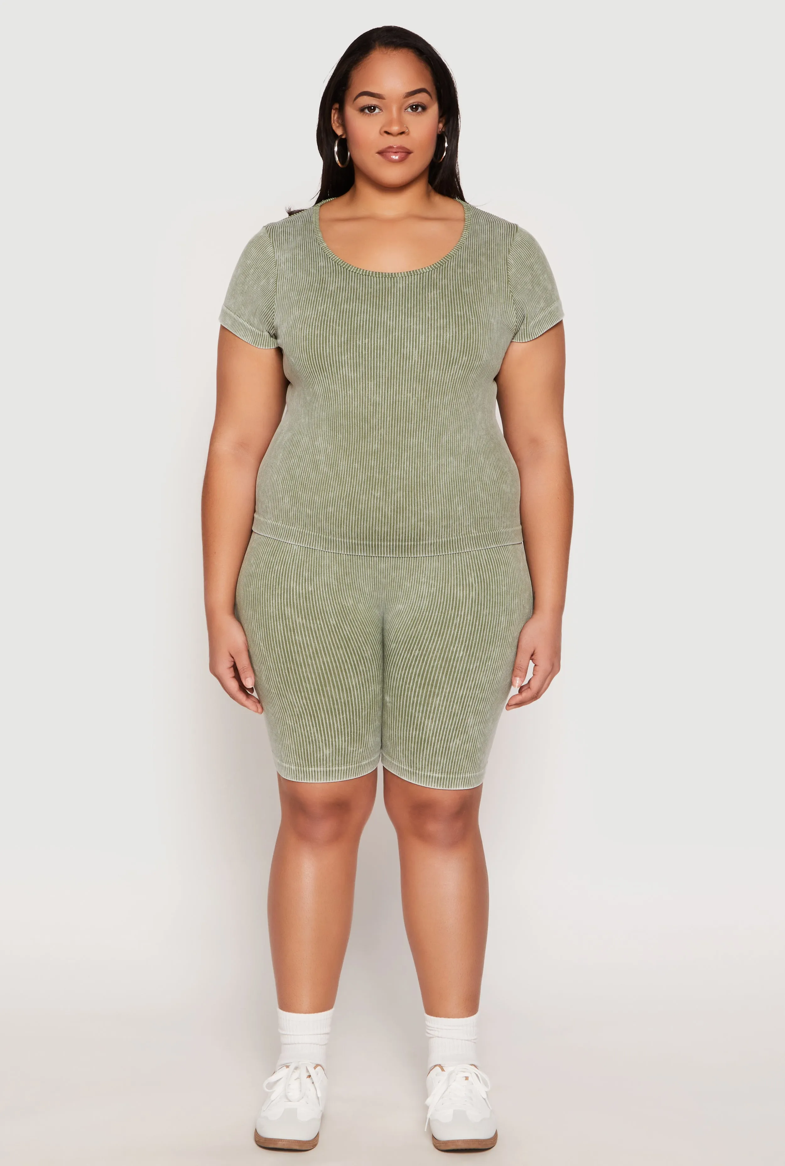 Plus Size Compression Rib Seamless Mineral Wash Top sold by Rainbow product image thumbnail 2