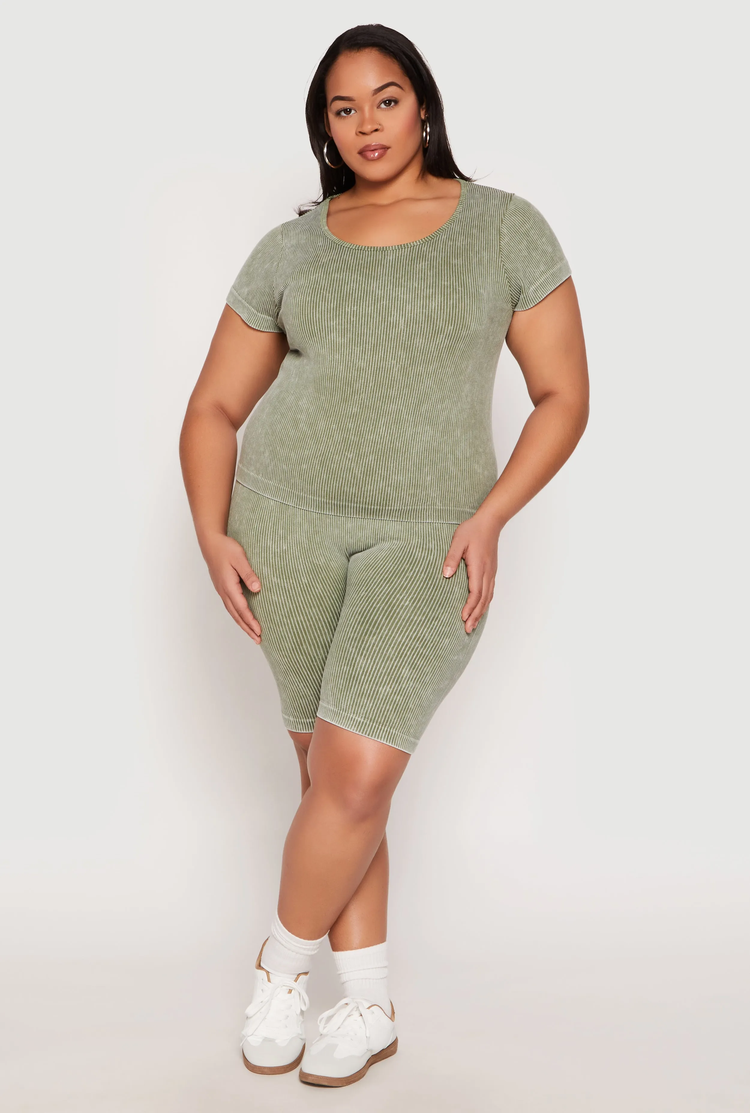 Plus Size Compression Rib Seamless Mineral Wash Top sold by Rainbow product image thumbnail 3