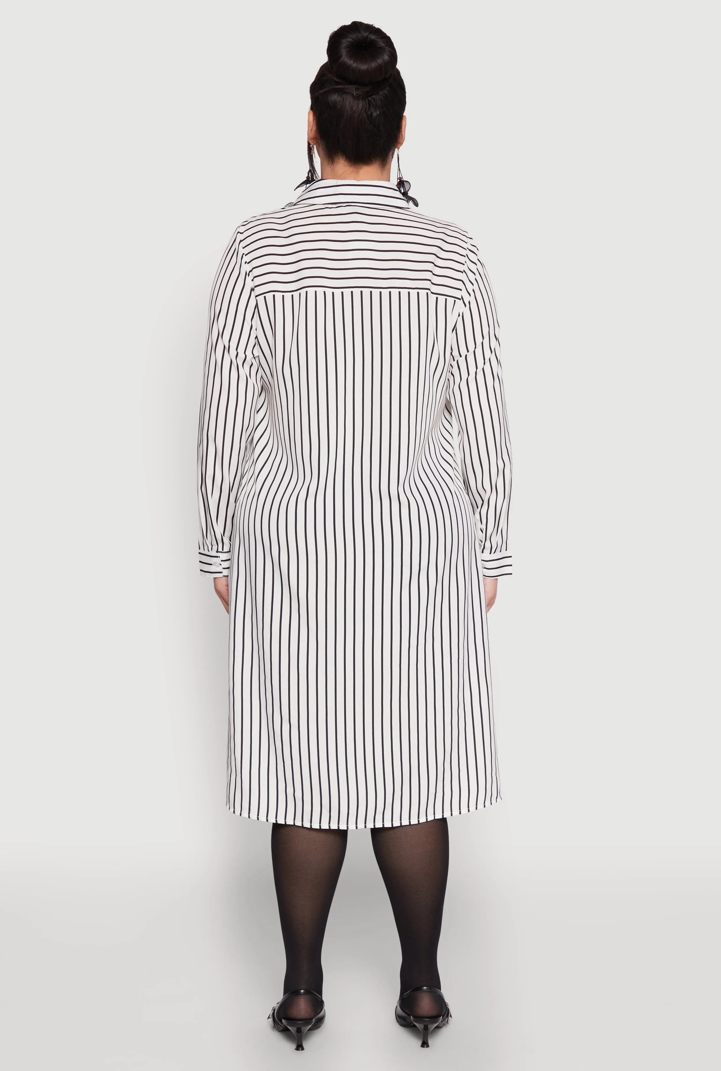 Plus Size Striped High Low Hem Shirt Dress sold by Rainbow product image thumbnail 5
