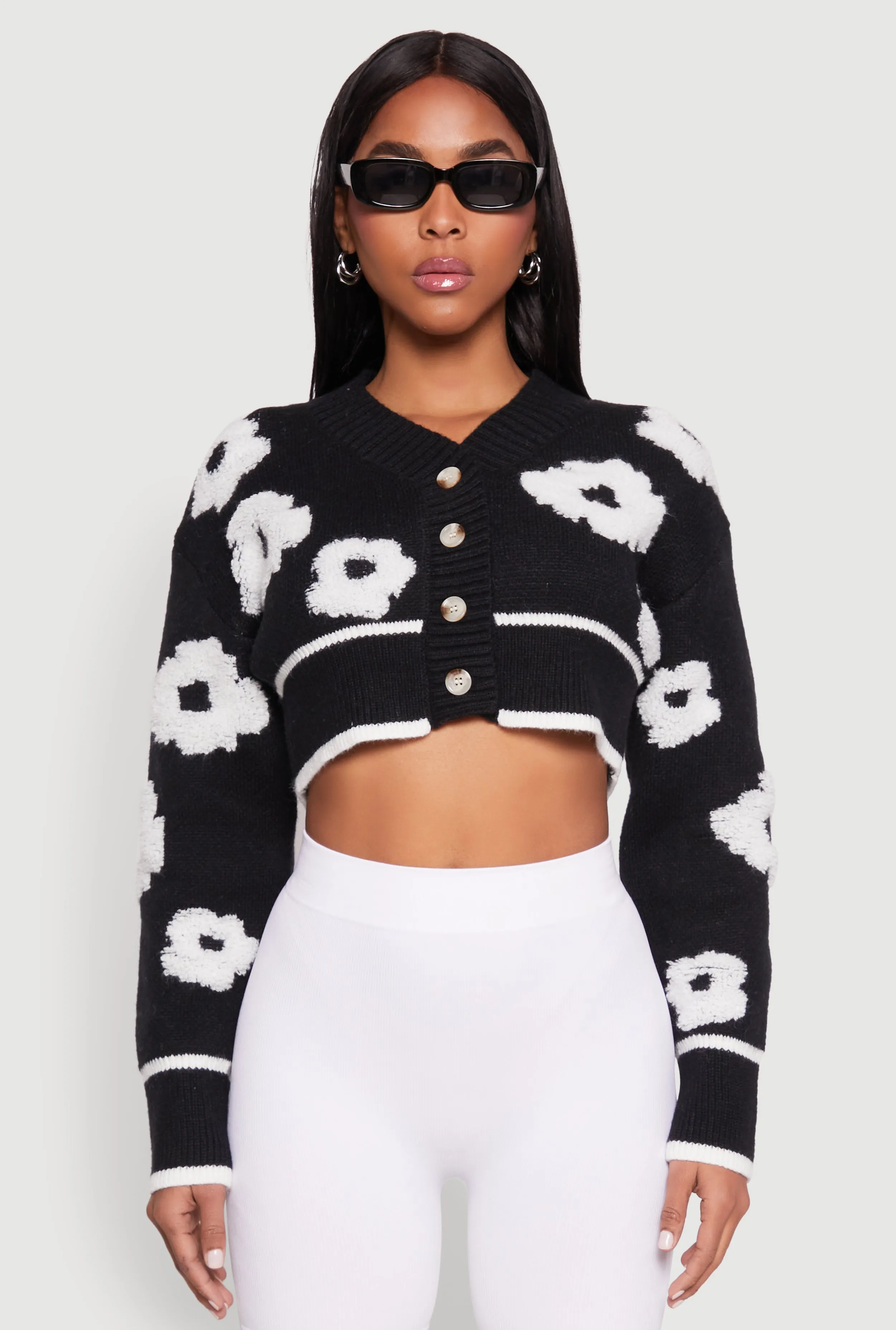 Daisy Chenille Floral Cropped Cardigan sold by Rainbow product image thumbnail 2