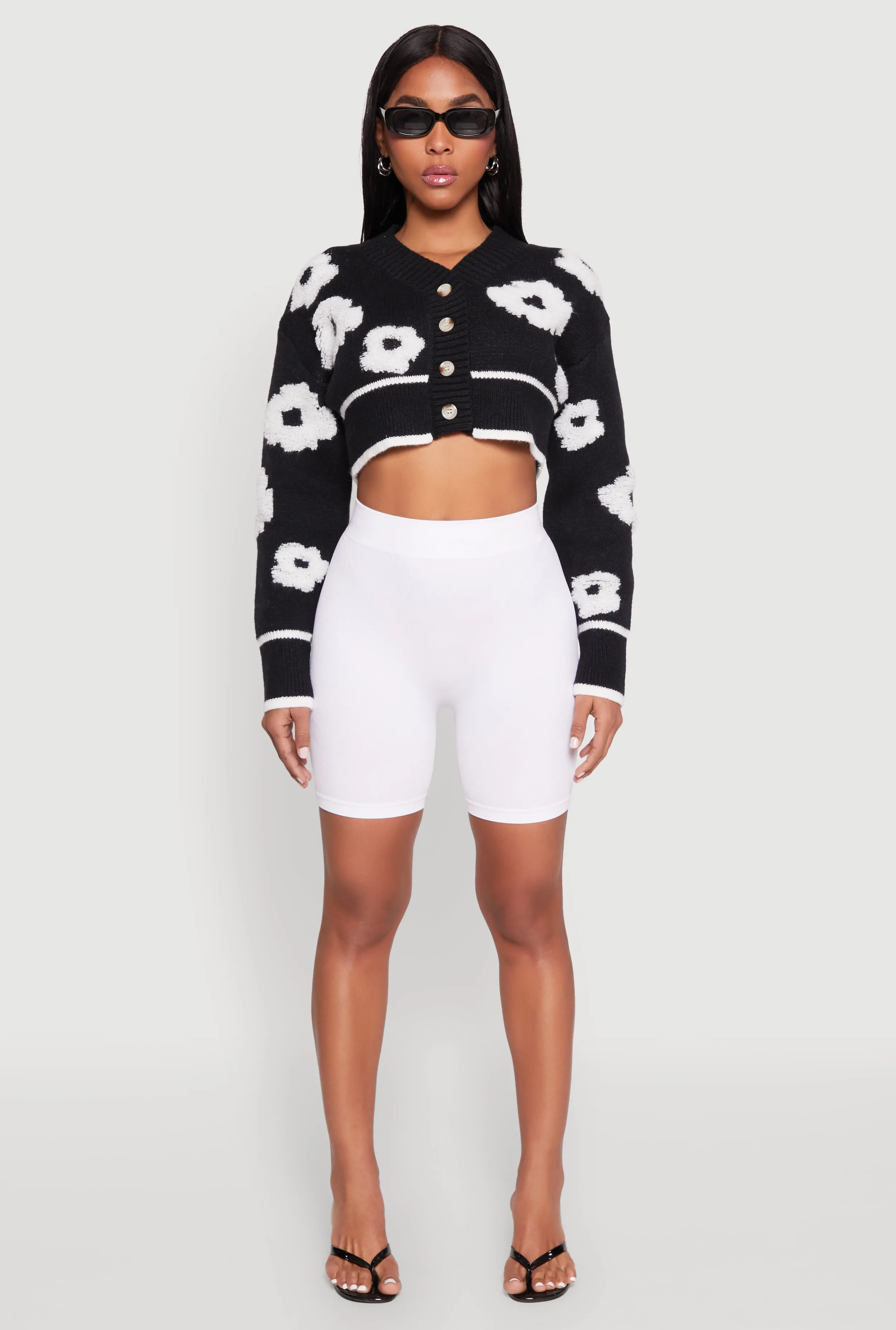 Daisy Chenille Floral Cropped Cardigan sold by Rainbow