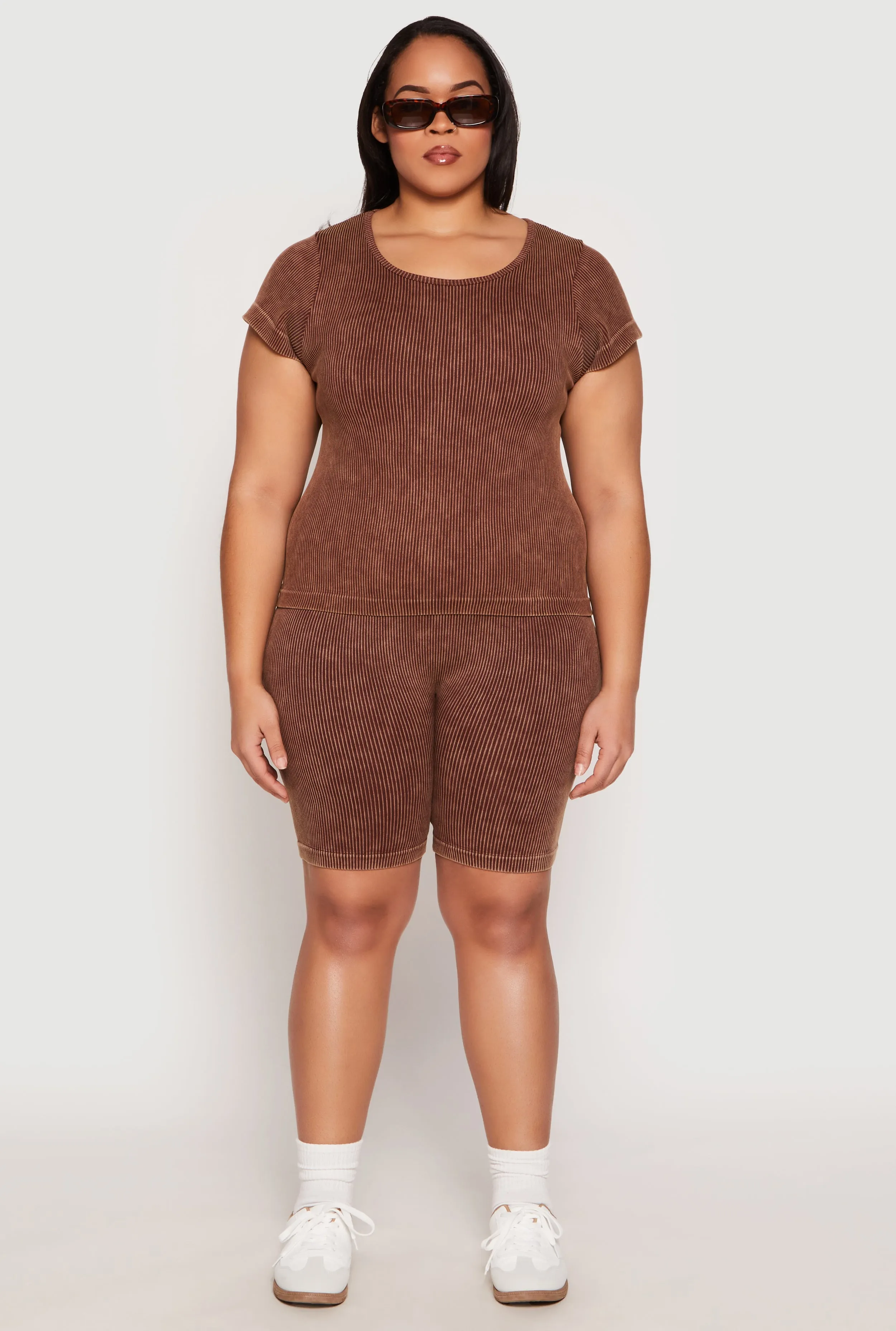 Plus Size Compression Rib Seamless Mineral Wash Top sold by Rainbow product image thumbnail 2