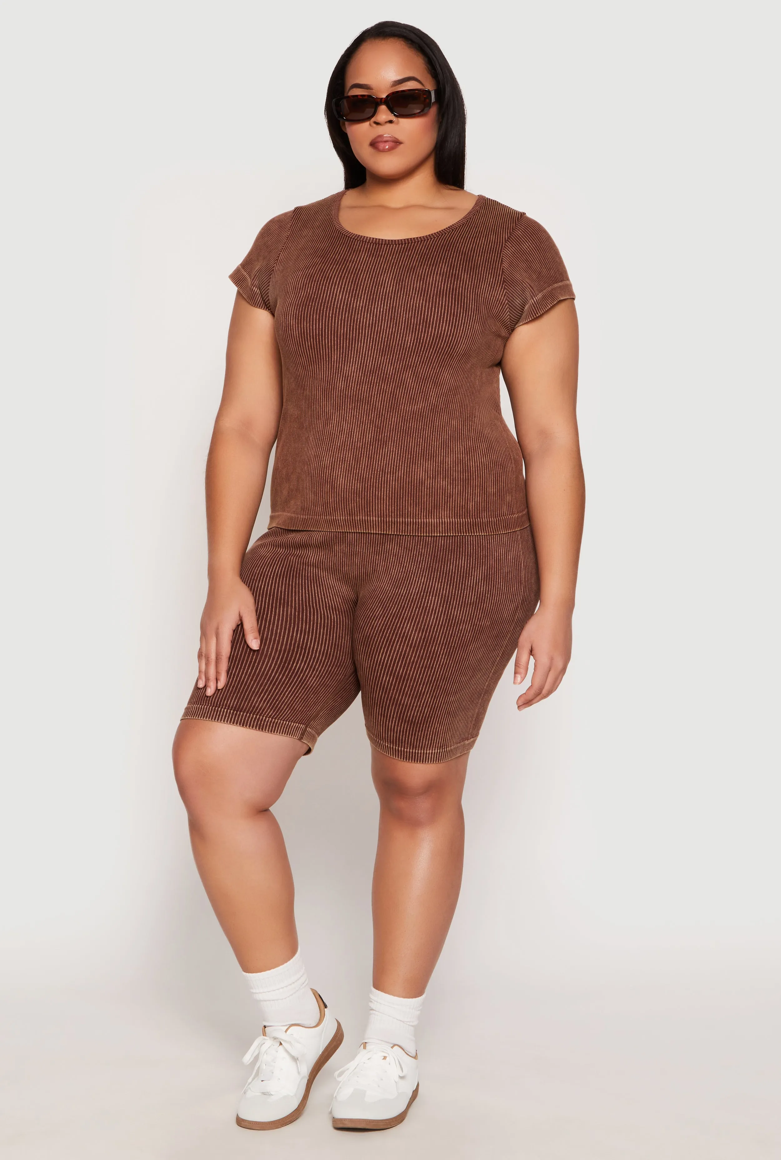 Plus Size Compression Rib Seamless Mineral Wash Top sold by Rainbow product image thumbnail 3