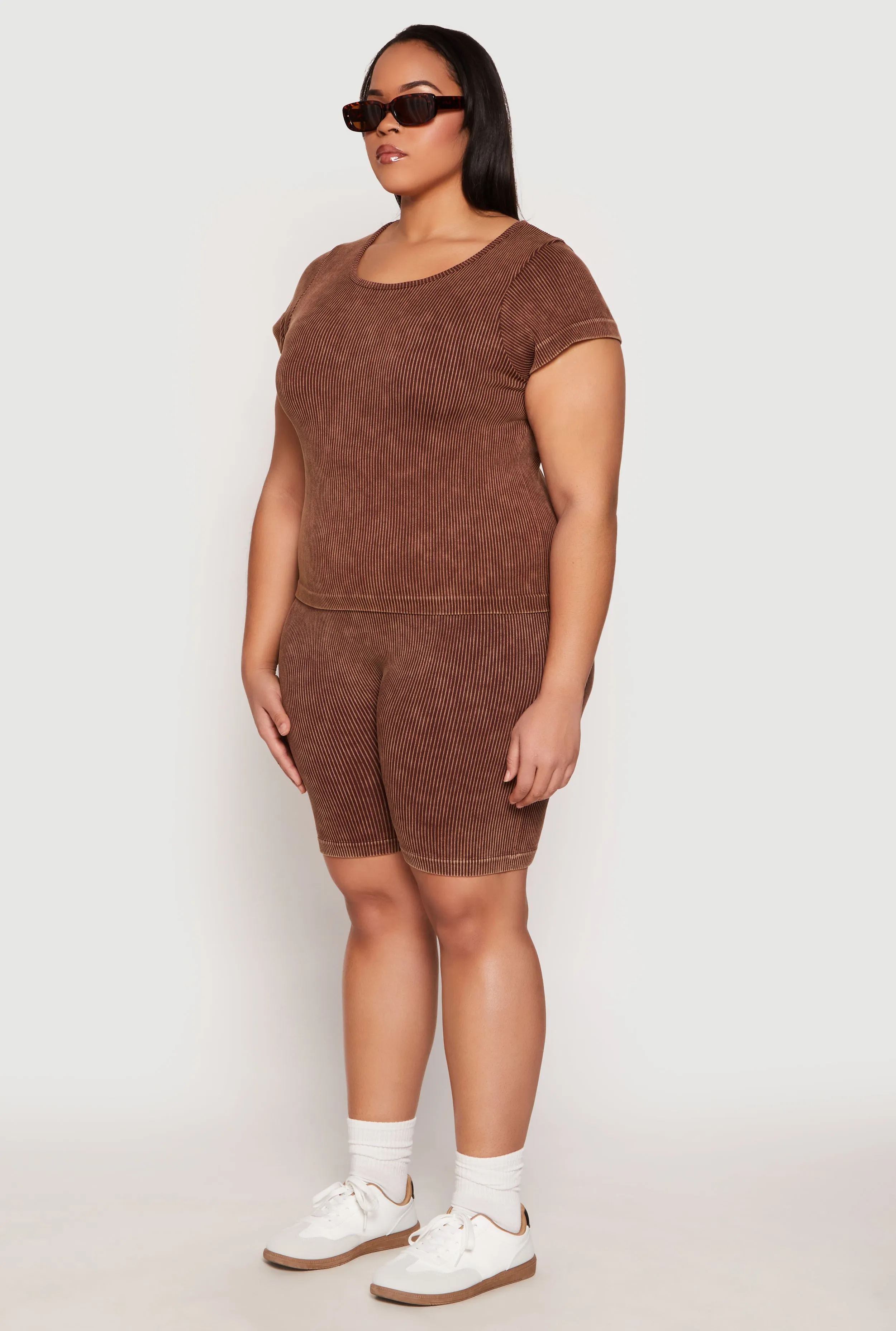 Plus Size Compression Rib Seamless Mineral Wash Top sold by Rainbow product image thumbnail 5