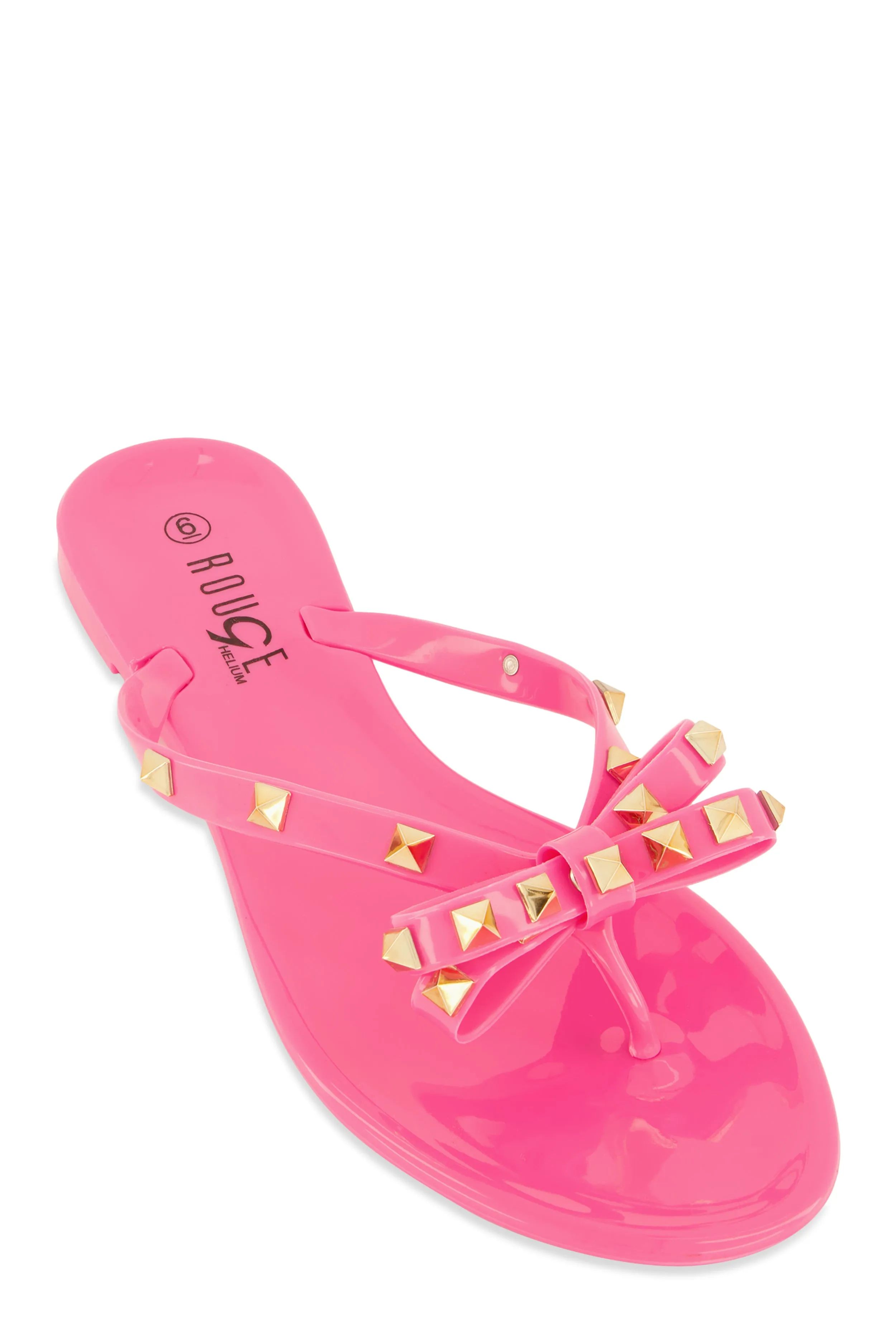 Bow Studded Jelly Thong Slide Sandals sold by Rainbow