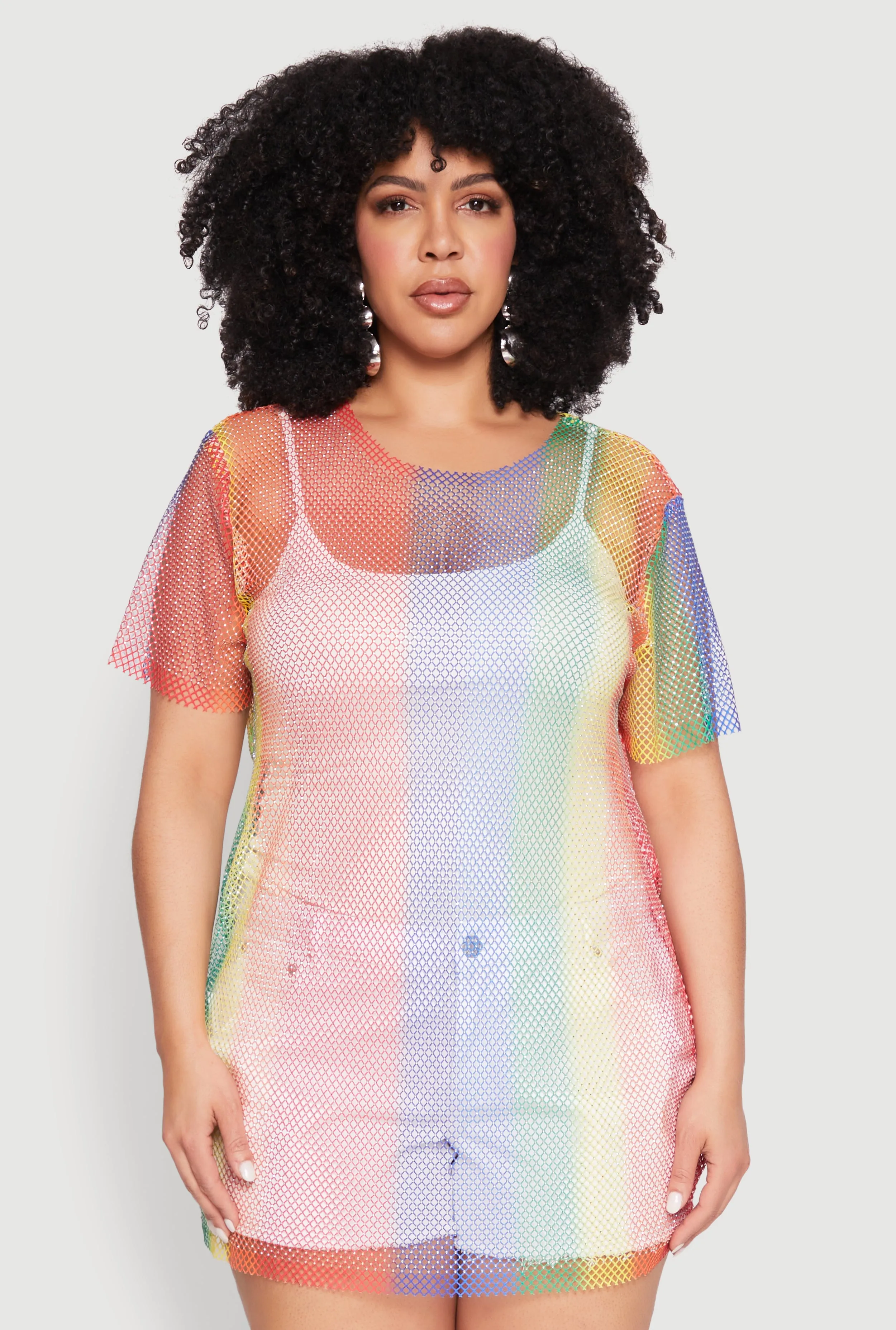 Plus Size Rhinestone Studded Fishnet Top sold by Rainbow product image thumbnail 2