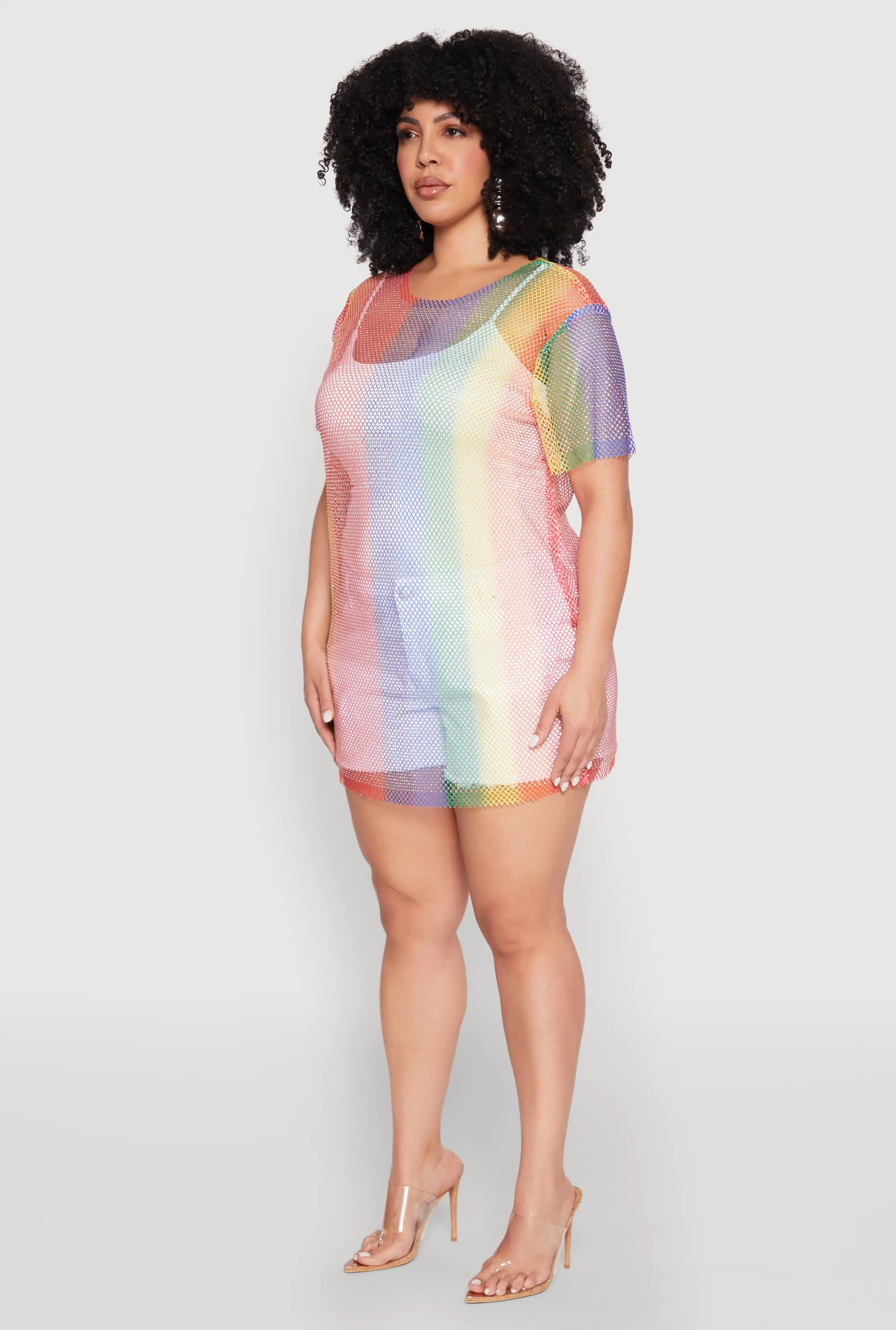 Plus Size Rhinestone Studded Fishnet Top sold by Rainbow product image thumbnail 5