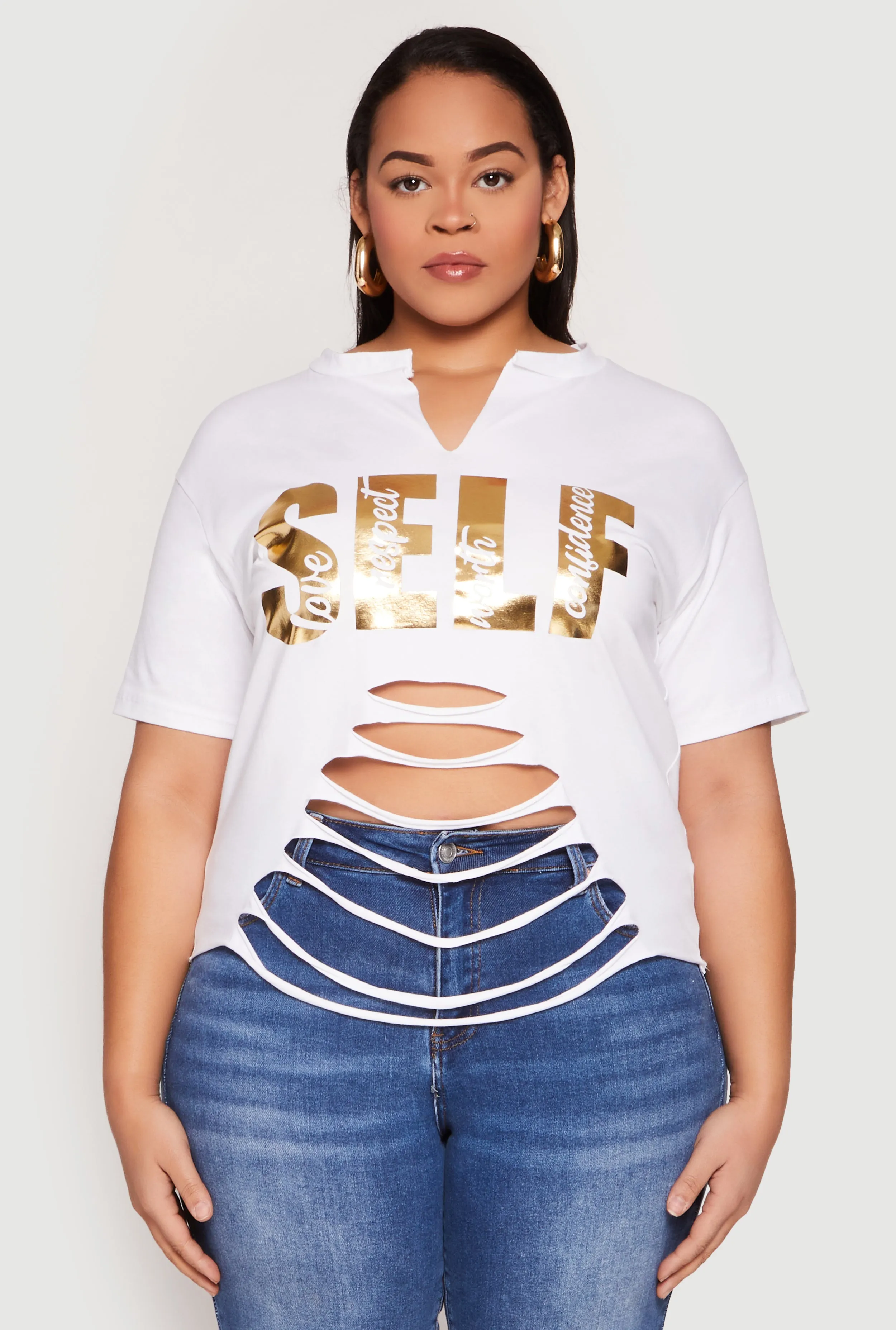 Plus Size Foil Screen Self Graphic Tee sold by Rainbow product image thumbnail 2
