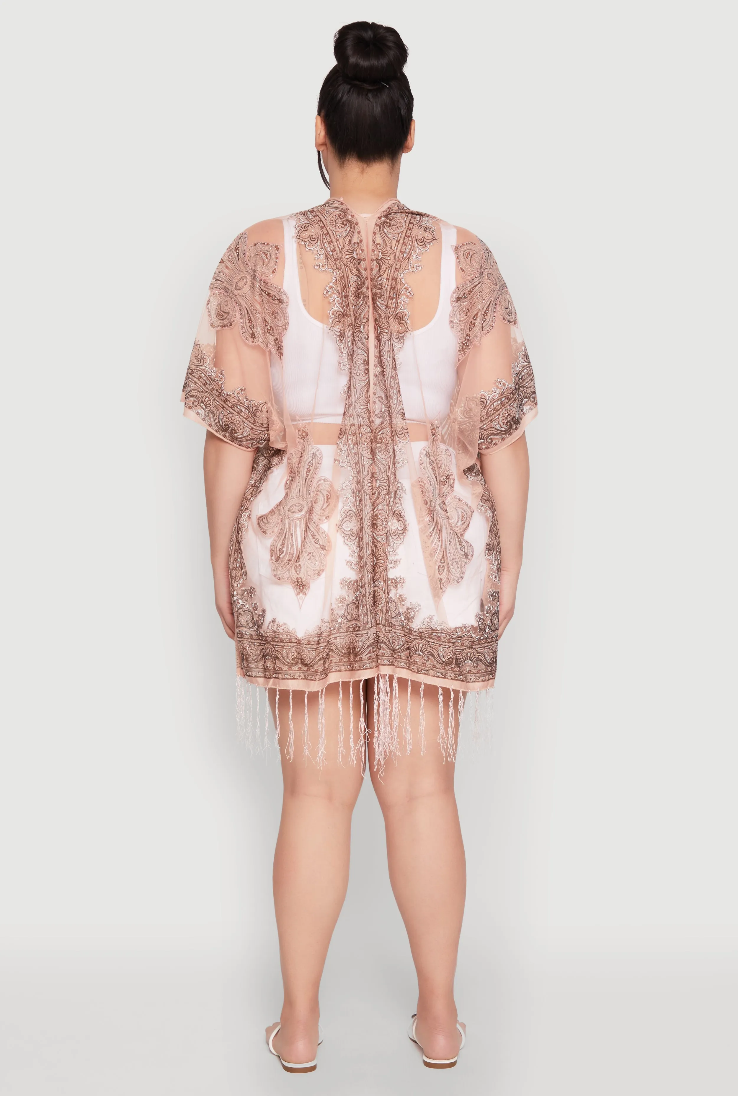 Paisley Pattern Fringe Cover Up Kimono sold by Rainbow product image thumbnail 5