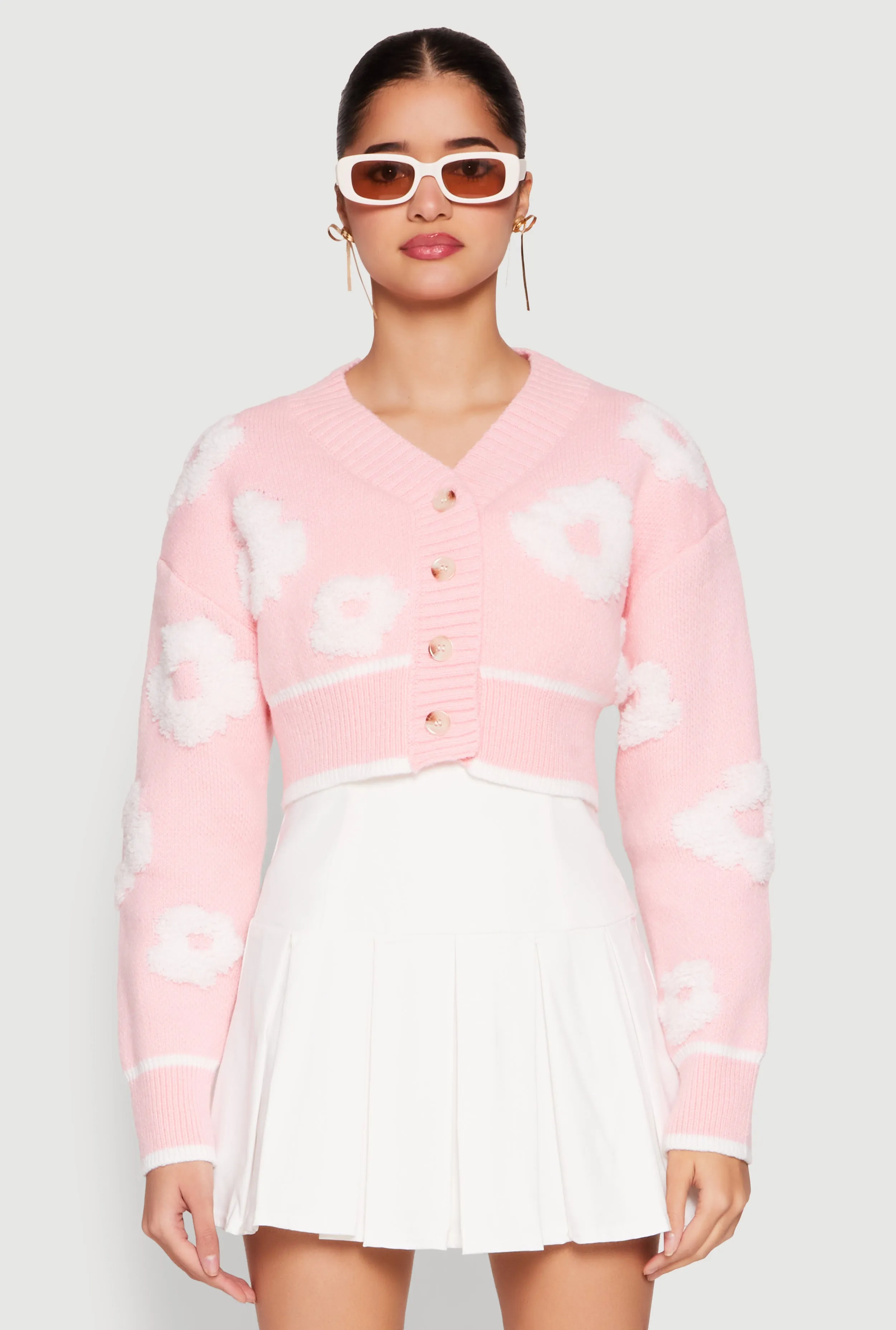 Daisy Chenille Floral Cropped Cardigan sold by Rainbow product image thumbnail 2