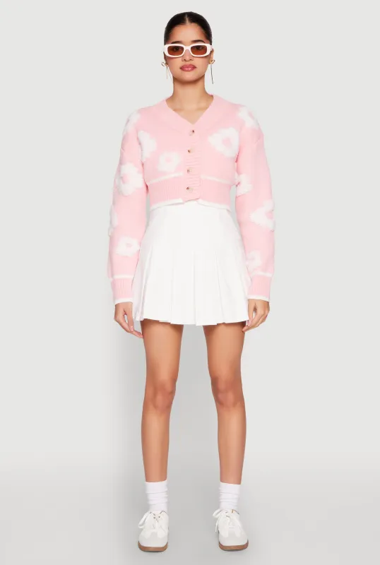 Daisy Chenille Floral Cropped Cardigan sold by Rainbow