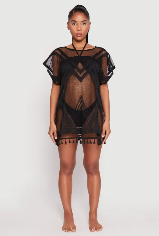 Fishnet Tassel Fringe Swim Cover Up sold by Rainbow