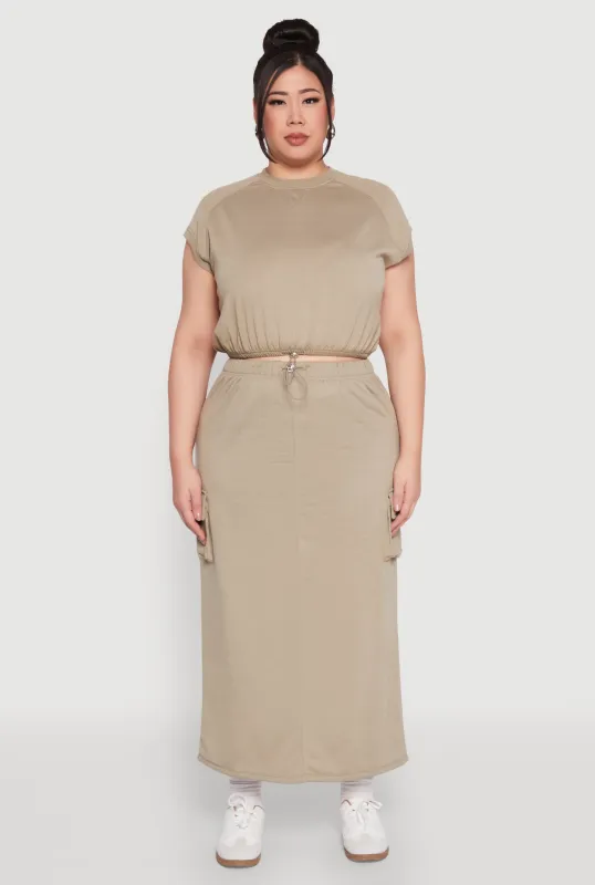 Plus Size Almost Famous Back Slit Cargo Skirt sold by Rainbow