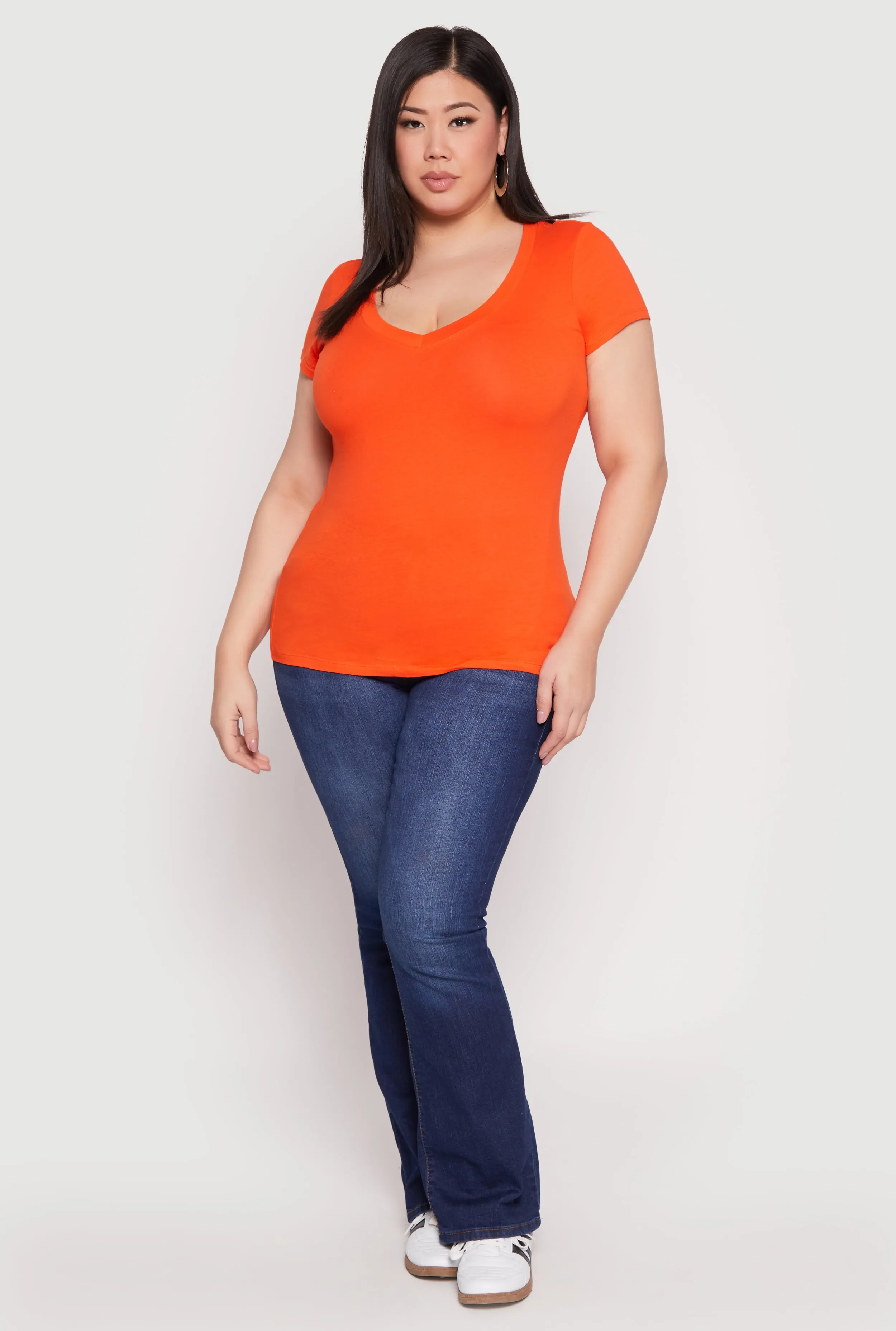 Plus Size Basic V Neck T Shirt sold by Rainbow product image thumbnail 3
