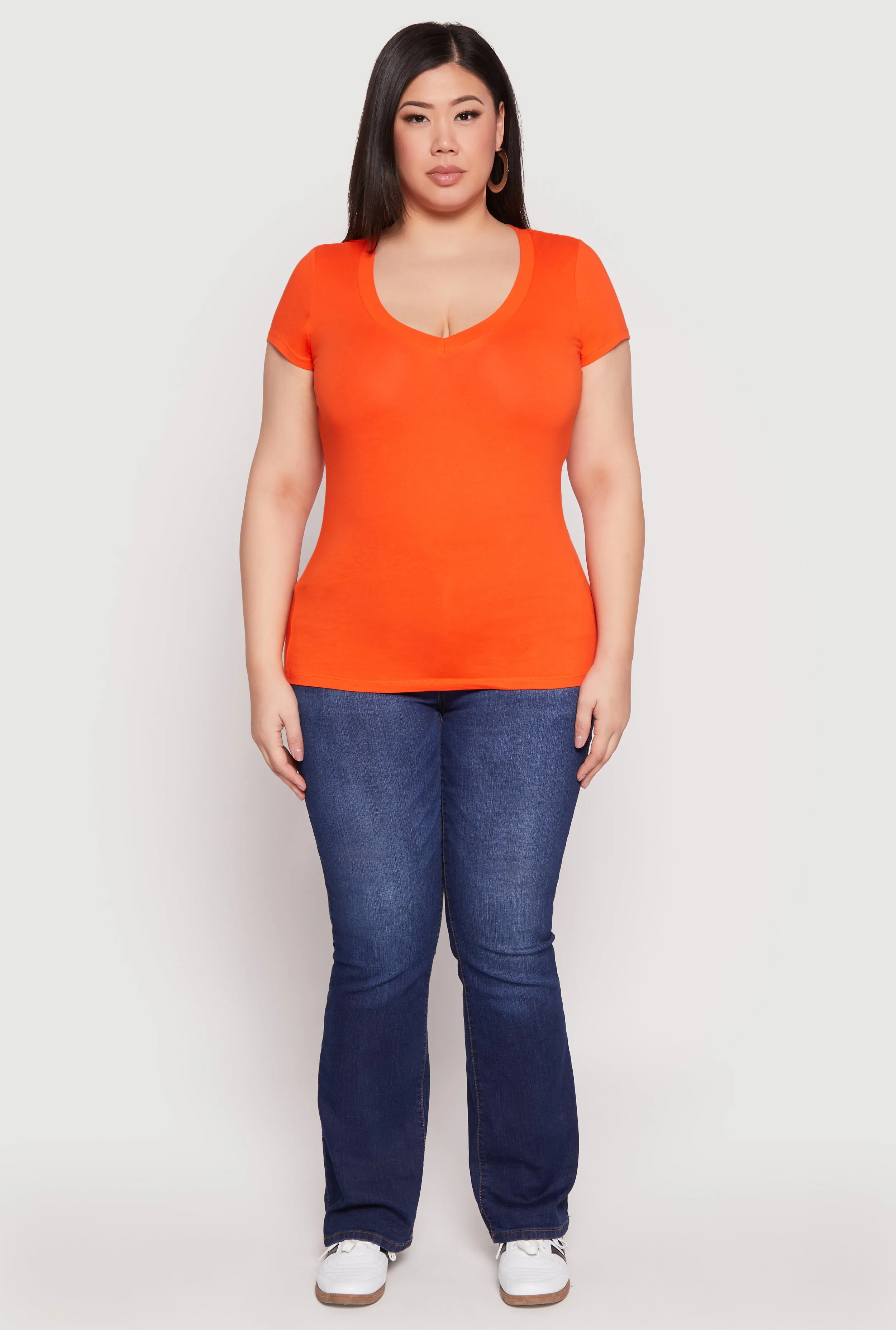 Plus Size Basic V Neck T Shirt sold by Rainbow