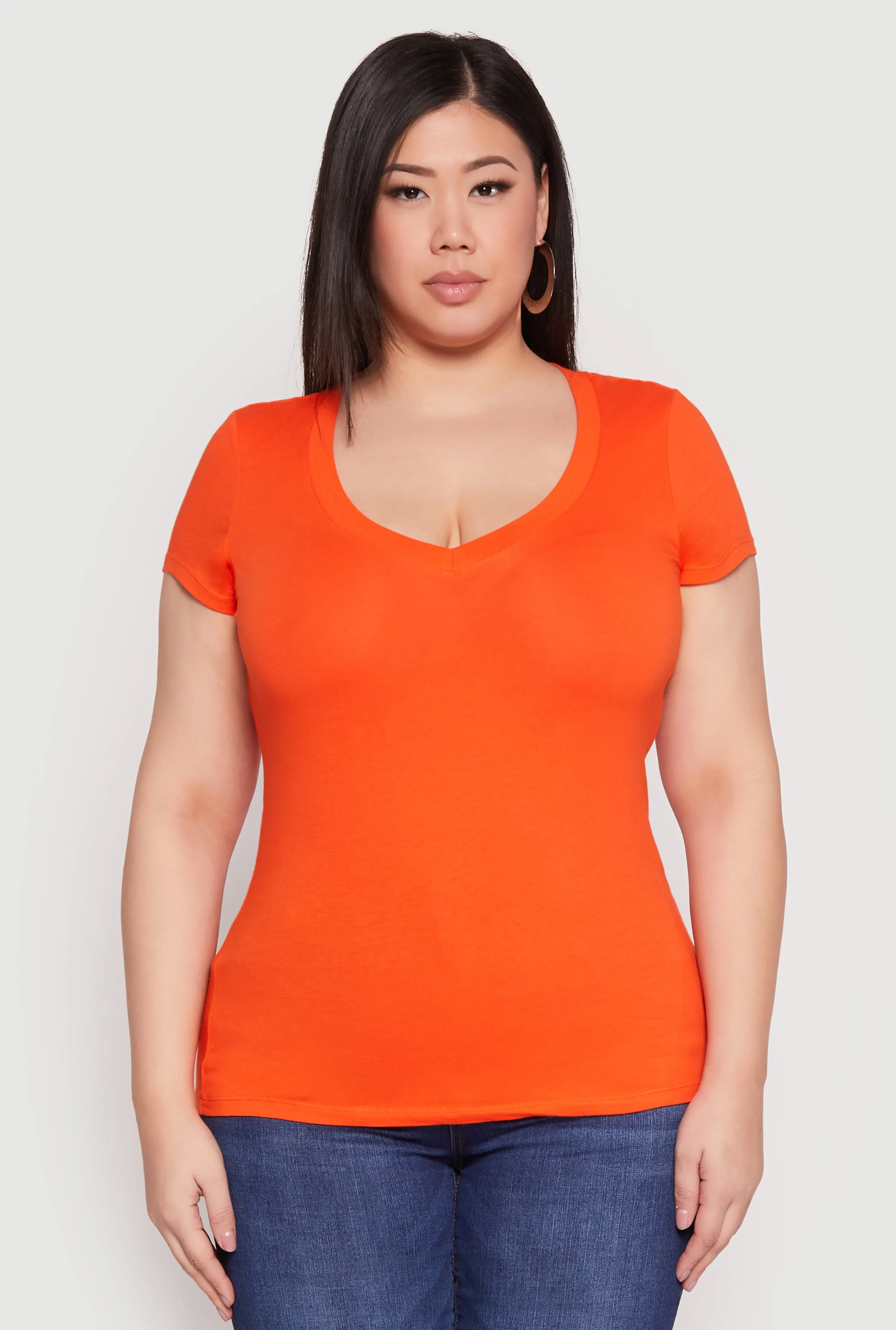 Plus Size Basic V Neck T Shirt sold by Rainbow product image thumbnail 2