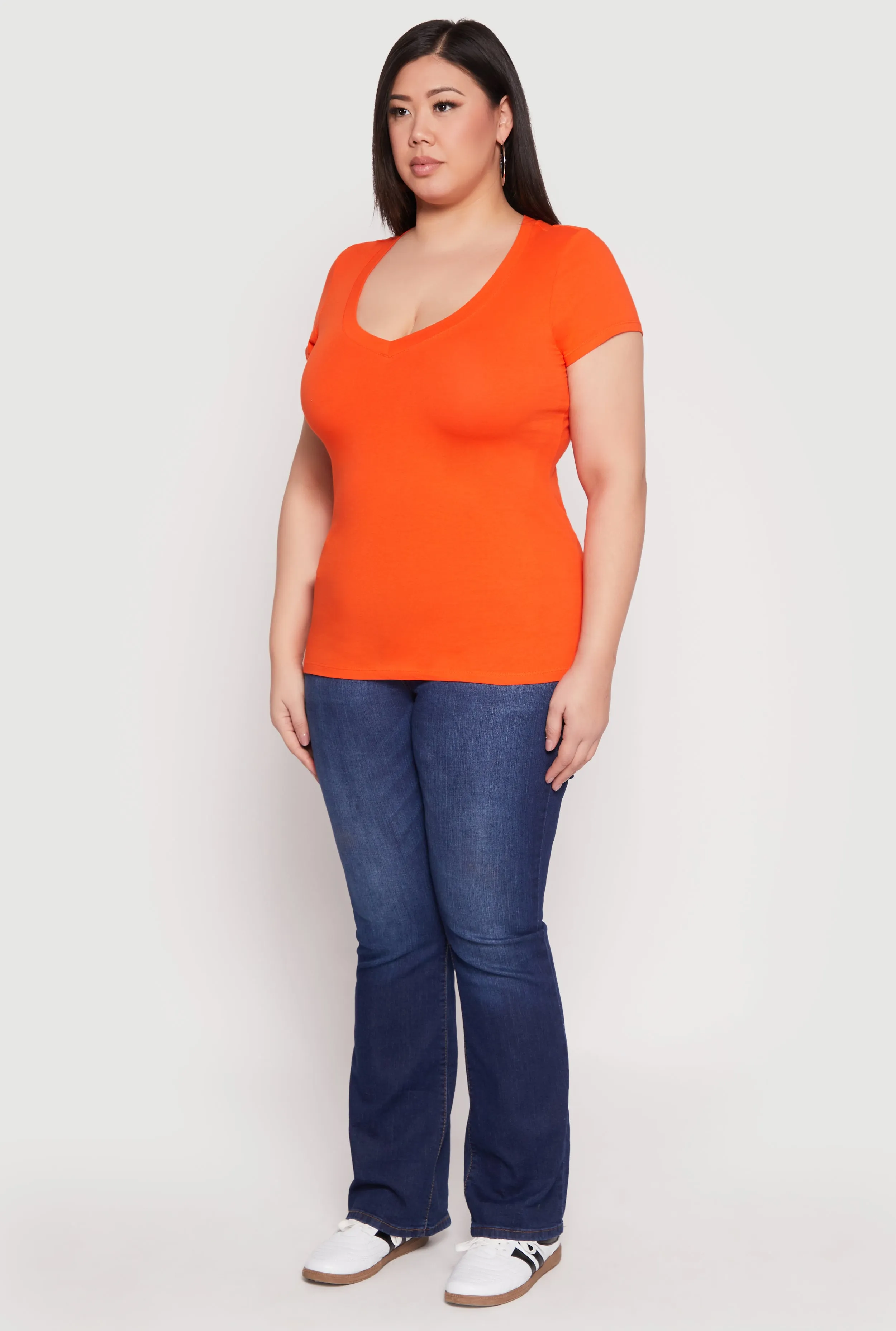 Plus Size Basic V Neck T Shirt sold by Rainbow product image thumbnail 5