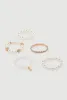 Assorted Faux Pearl Beaded Stretch Charm Bracelets Set of 5 sold by Rainbow
