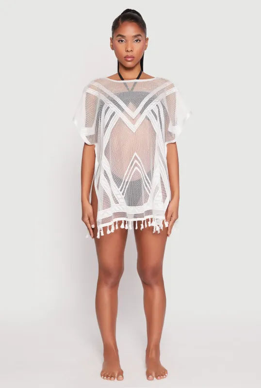 Fishnet Tassel Fringe Swim Cover Up sold by Rainbow