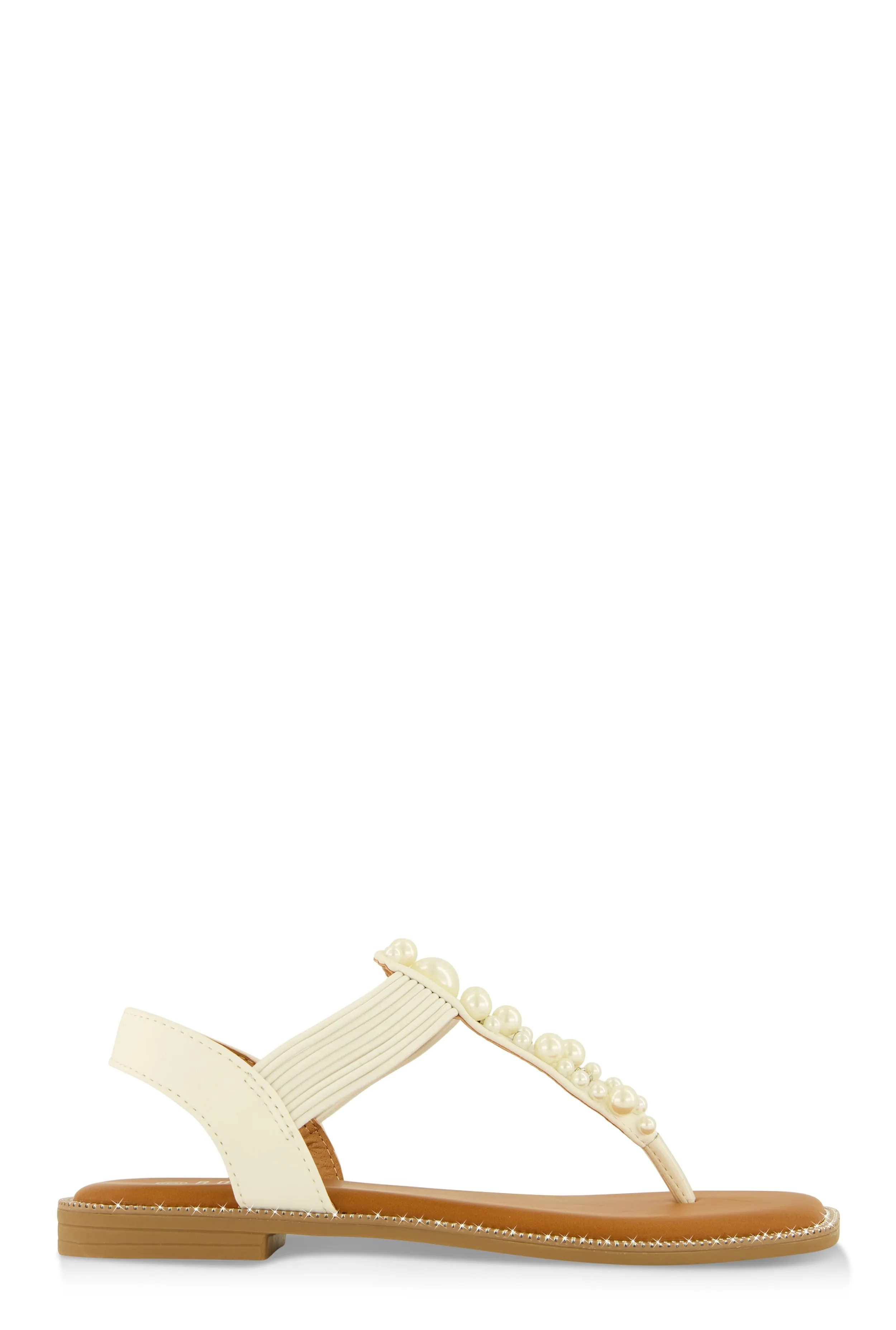 Faux Pearl Studded Ankle Strap Thong Sandals sold by Rainbow product image thumbnail 2