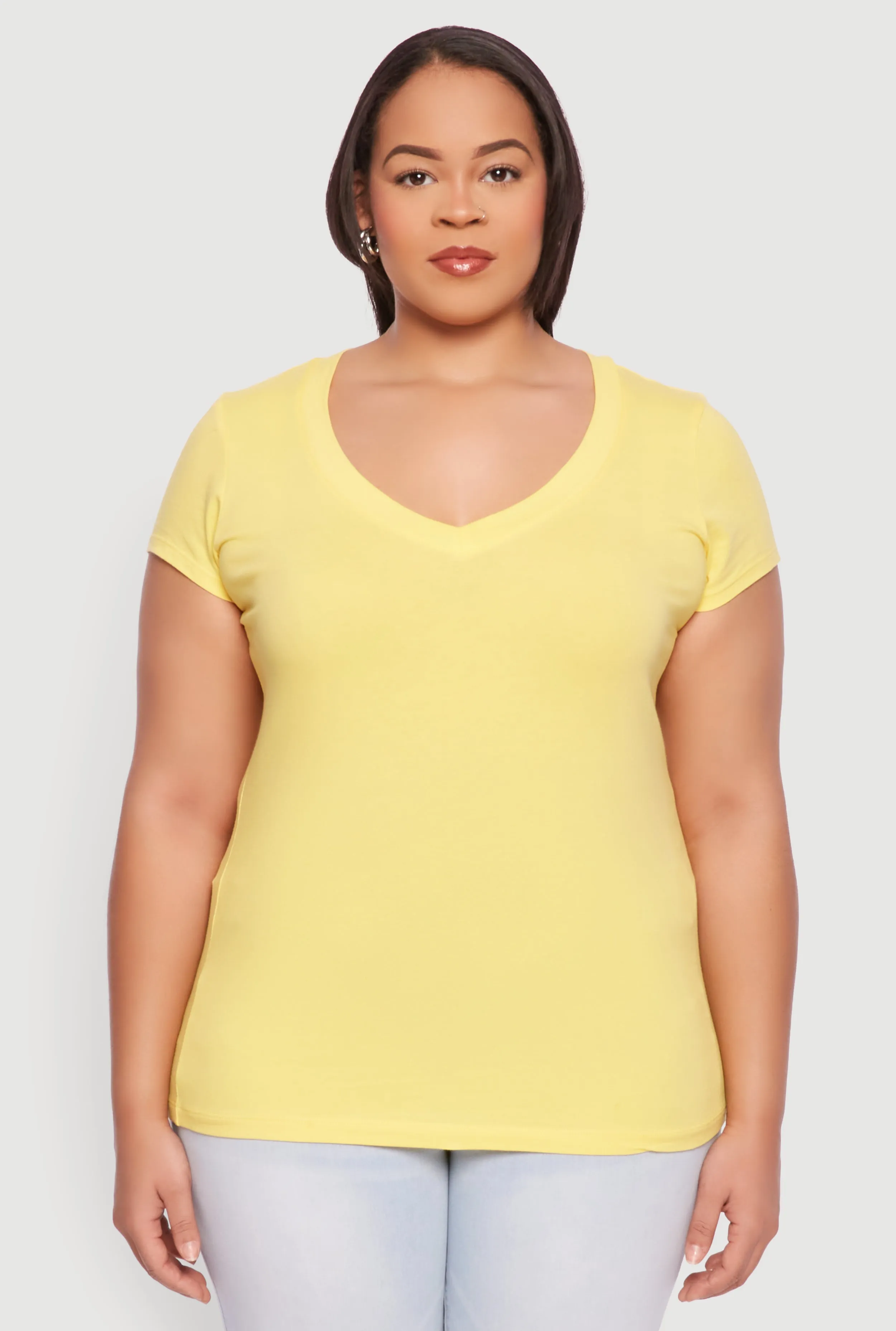 Plus Size Basic V Neck T Shirt sold by Rainbow product image thumbnail 2