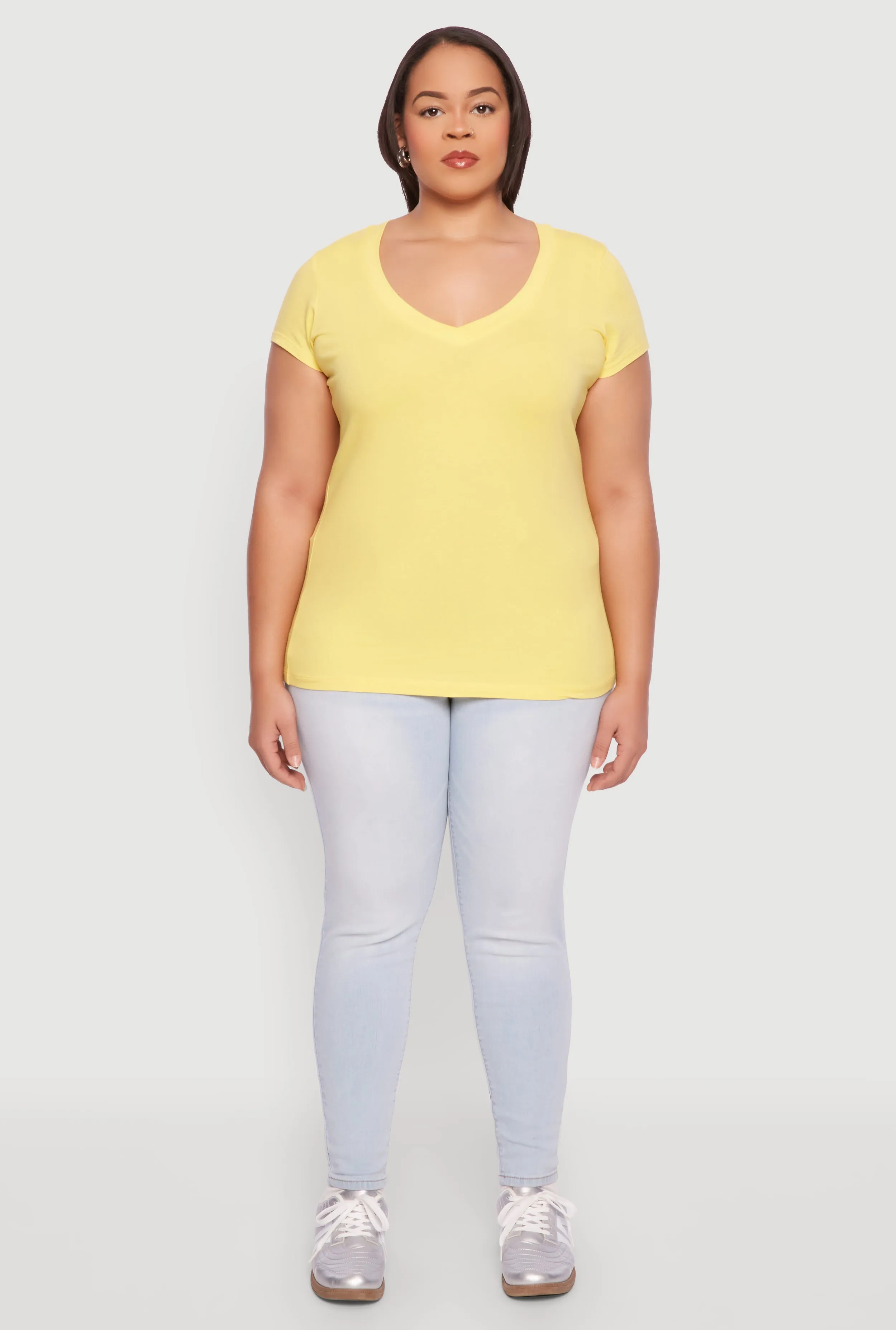 Plus Size Basic V Neck T Shirt sold by Rainbow